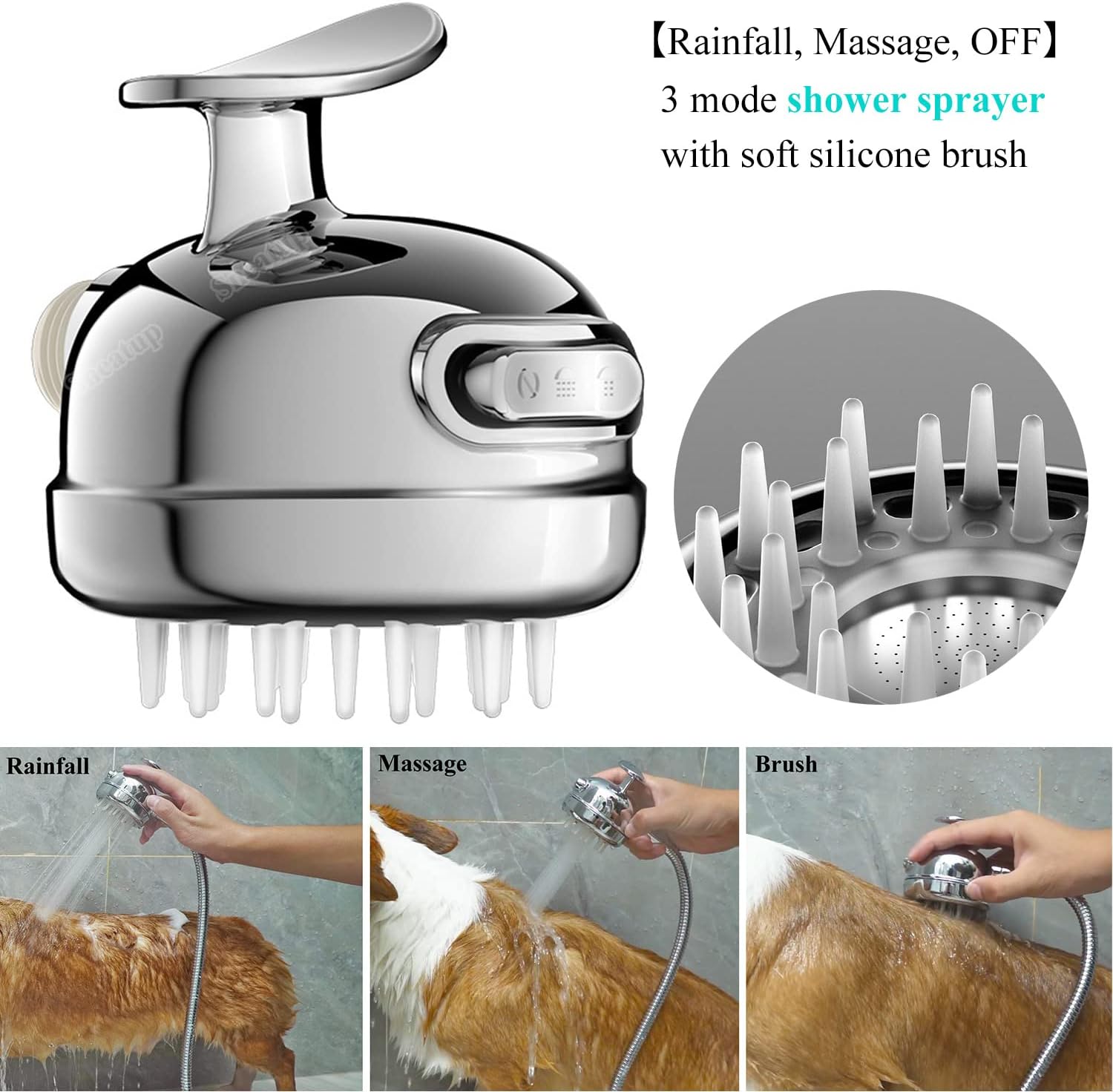 Pet Shower Set with 8.2ft Hose for Bathroom Shower Arm (Suction Holder) - Pet Explorer