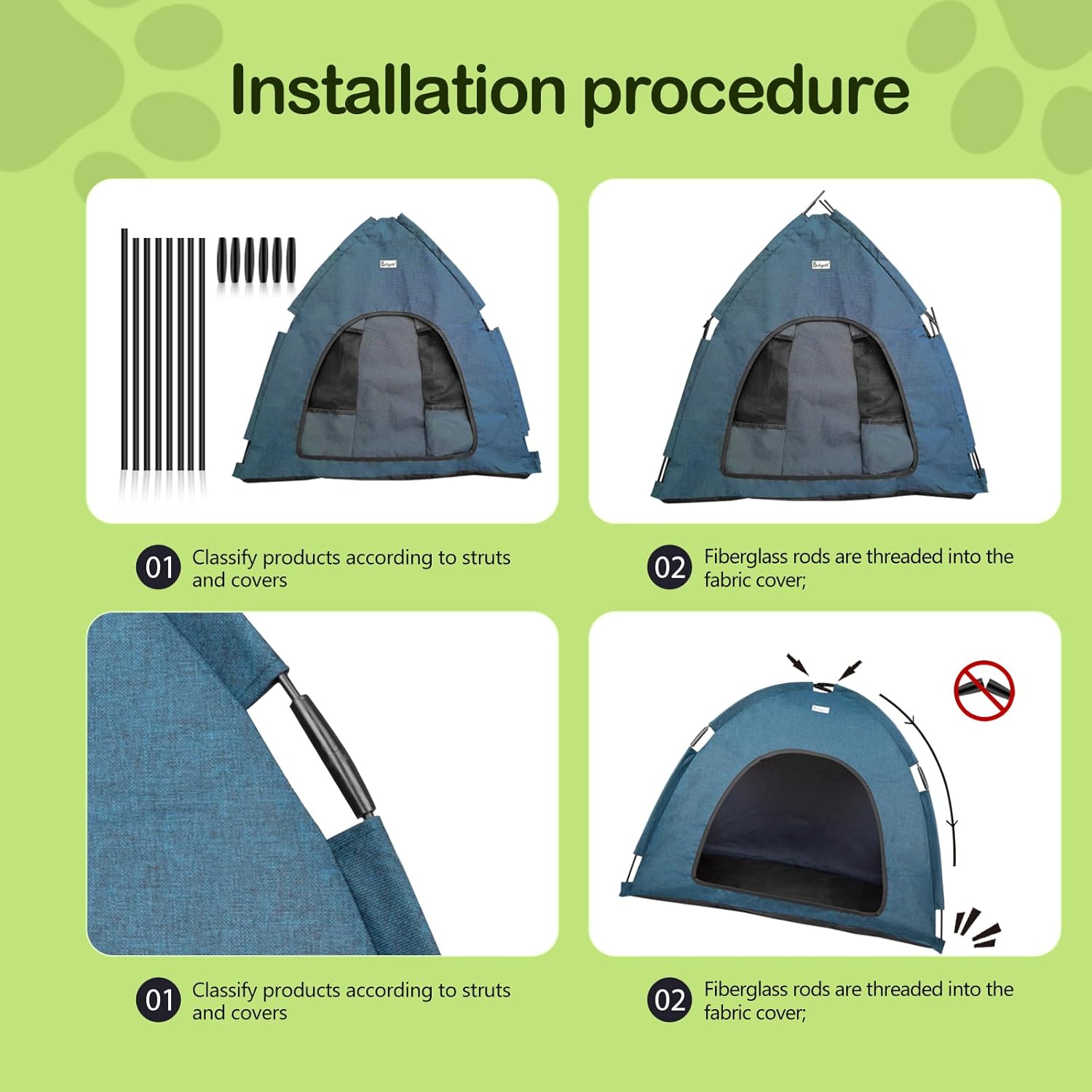 Navy Blue Large Outdoor Cat & Dog Tent - Waterproof, Washable, Indoor/Outdoor, Cave Nest Bed - Pet Explorer
