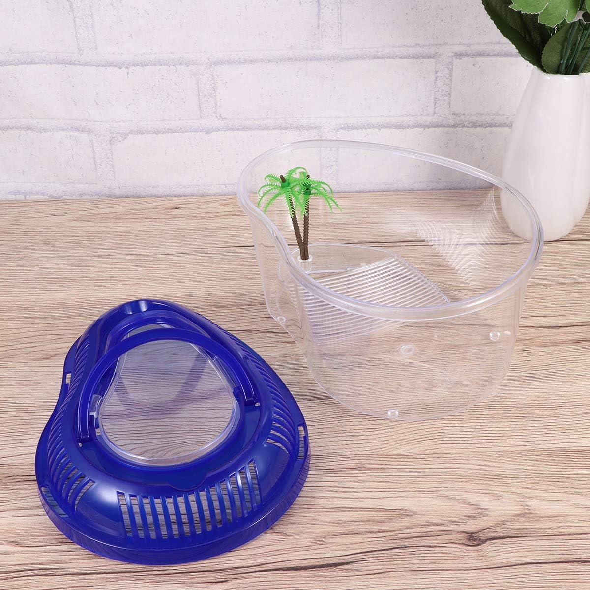 POPETPOP Reptile Carrier - Reptile Terrarium Habitat Small Turtle Tank, Turtle Container, Reptile Carrier with Cover and Handle - Above Tank Basking for Mini Pet Houses(Small) - Pet Explorer