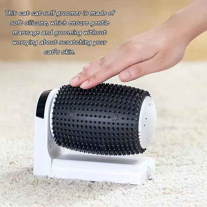 Automatic Cat Groomer - Self Grooming Brush Station with Catnip, Softer Corner Scratcher, Facial Grooming Tool for Kittens | Self Cleaning Brushs for Long Short Pet Care Indoor