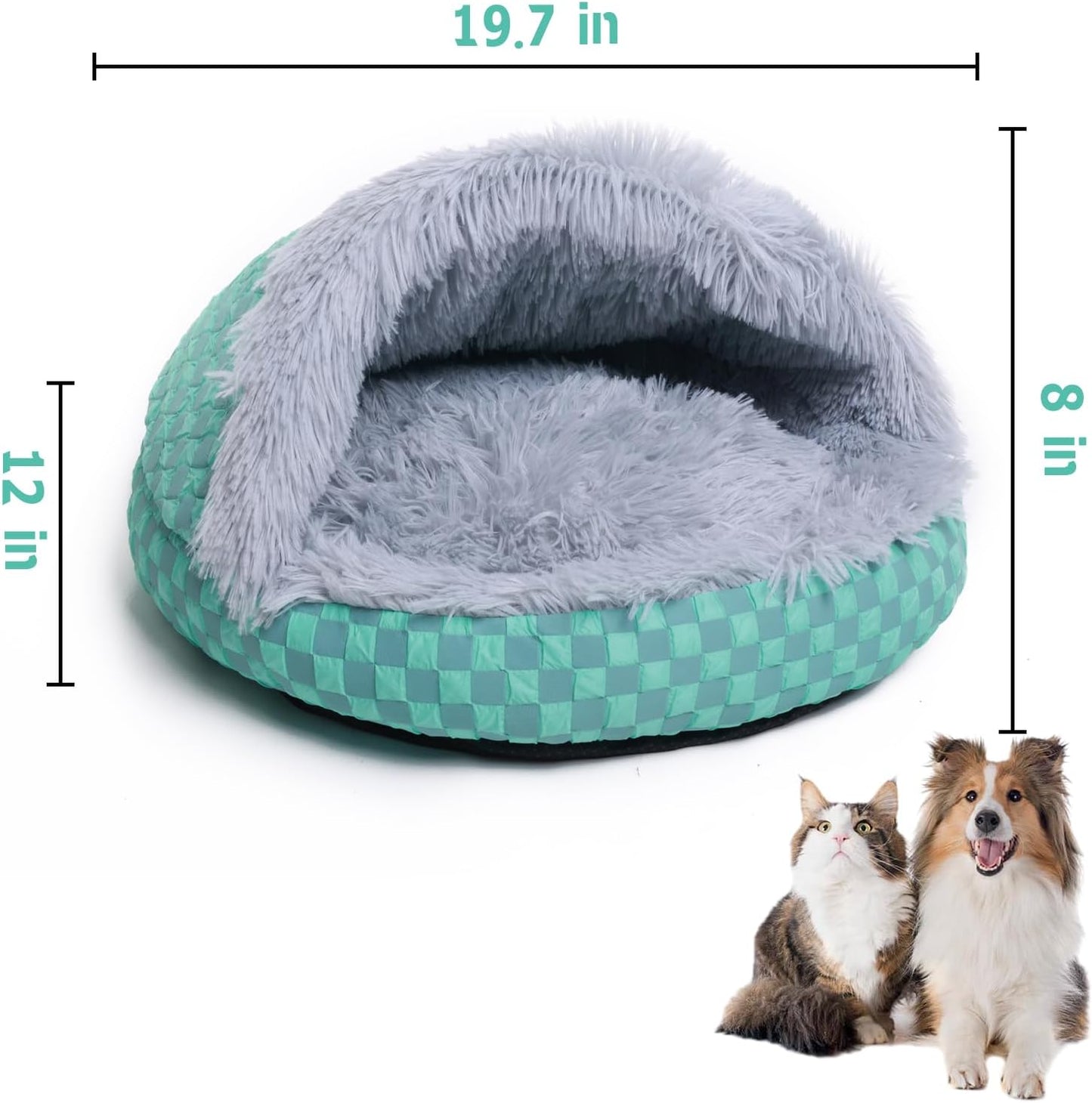 Cat Bed Hooded Plush Nest with Self-Warming Cozy Cave, Calming Anti-Anxiety Pet Bed for Indoor Cats & Small Dogs, Removable Washable Cover & Waterproof Bottom - Gray - Pet Explorer