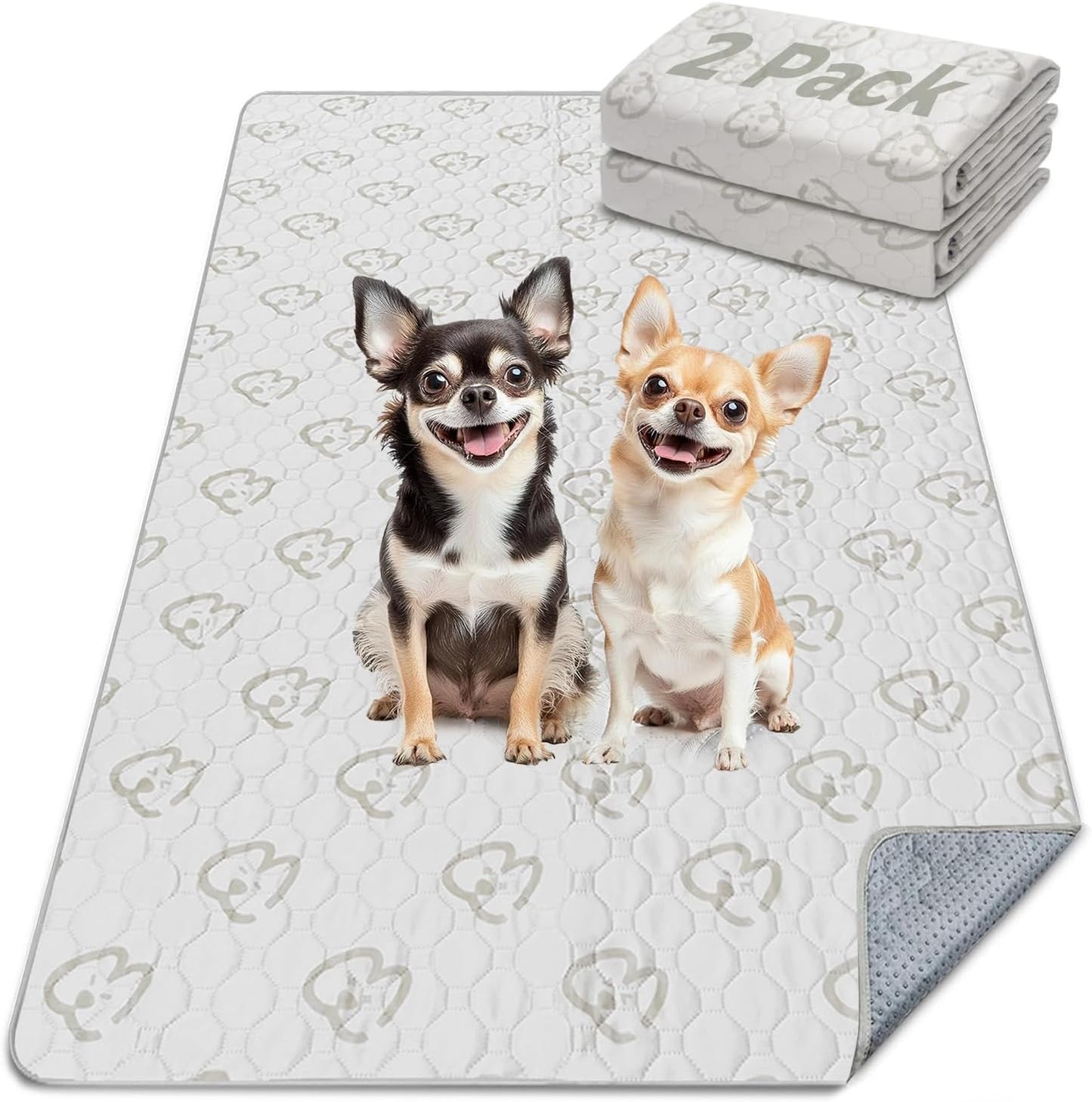FXW Washable Pee Pads for Dogs, Puppy Pads with Super Absorbent, Specifically Designed for Potty Training, 70" × 30" Rectangle, Khaki, 2 Packs - Pet Explorer