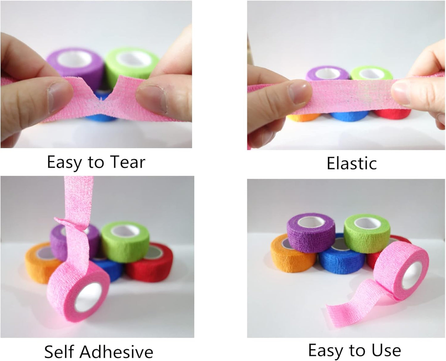 6 Pack 1" x 5 Yards Self Adhesive Bandage Wrap Breathable Cohesive Vet Wrap for Pets, Elastic Self-Adherent Tape for Sports, Wrist, Ankle (Mixed Colors) - Pet Explorer