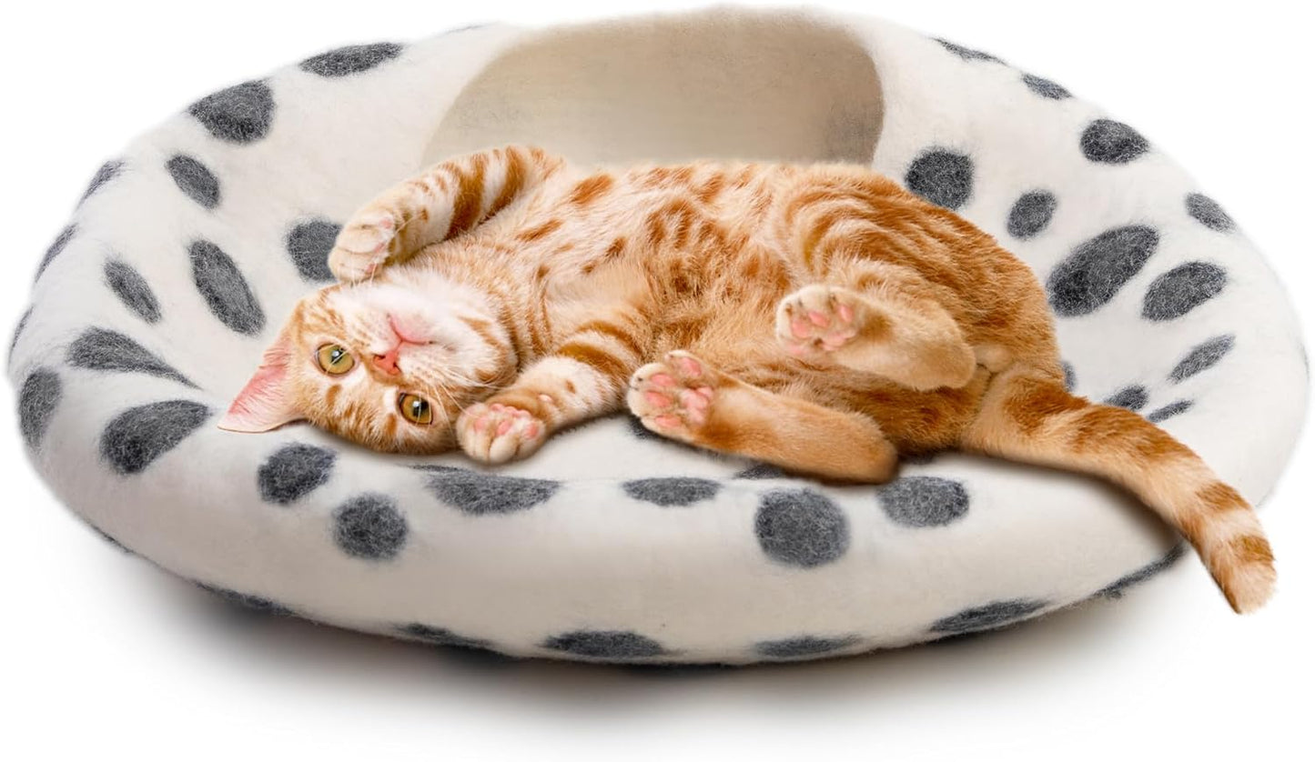 Luxurious Eco-Friendly Merino Wool Cat Cave Bed - Foldable Hideaway Pod for Indoor Cats - Premium Felt Kitten Beds - Covered Cat House for Ultimate Cozy Comfort by Woolygon - Pet Explorer