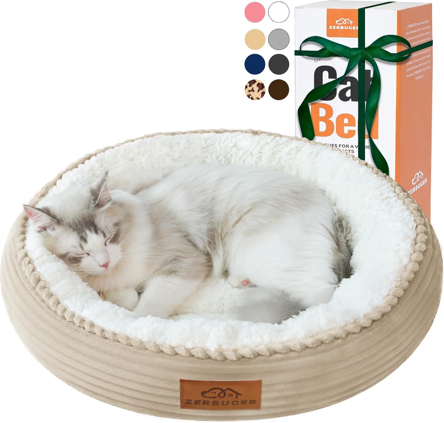 20in Camel Round Cat Dog Bed Gift for Large Medium Small Dogs Cats, Machine Washable Sleeping Sofa, Non-Slip Bottom Breathable Soft Calming Pet Cuddler for Indoor/Outdoor/Car/Cage - Pet Explorer