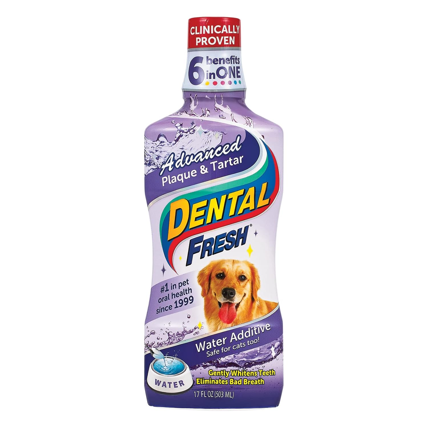 Dental Fresh Advanced Plaque and Tartar Water Additive, 17oz – Dog Teeth Cleaning Formula to Freshen Breath and Improve Cat & Dog Dental Care - Pet Explorer