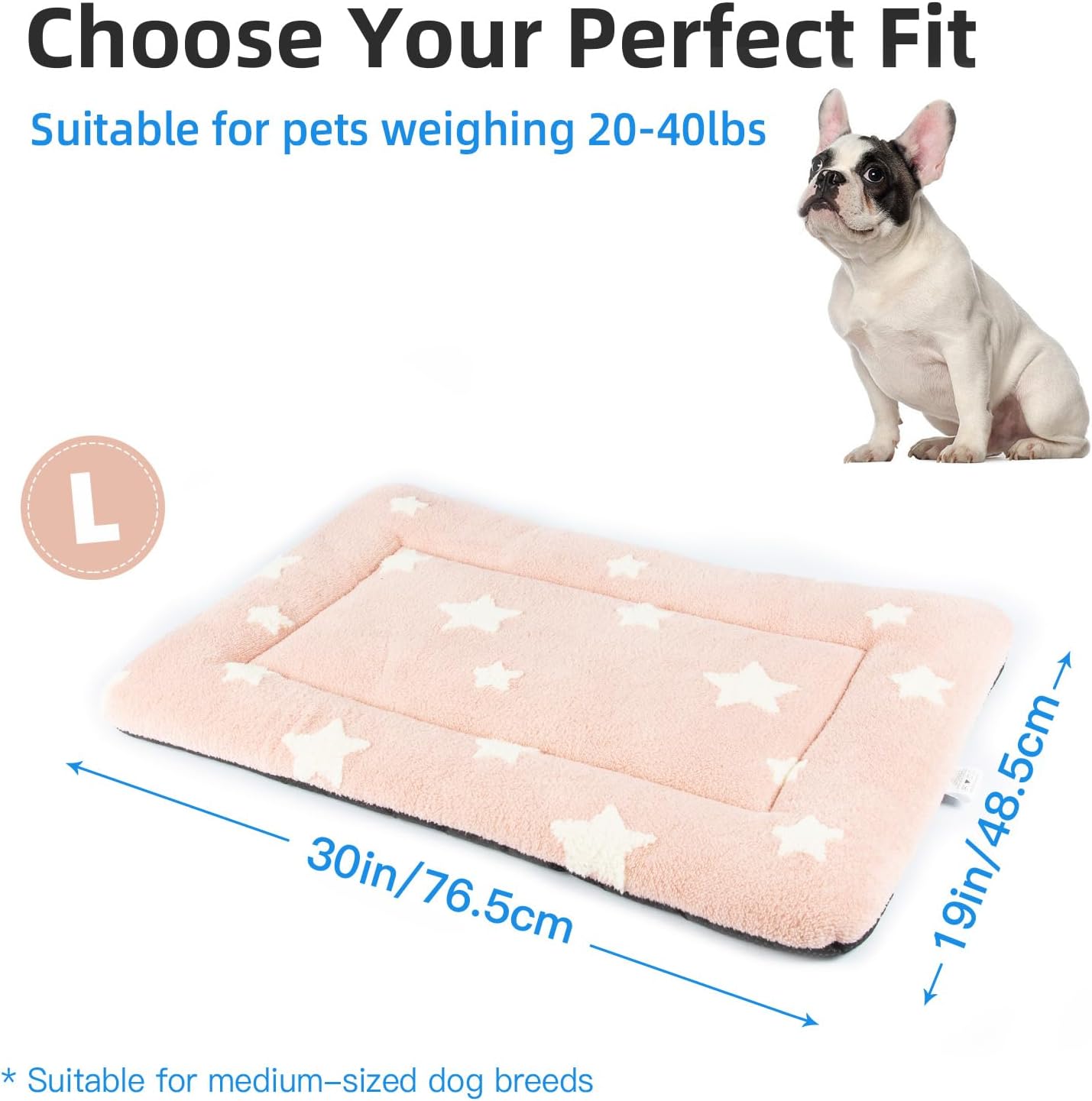 Mora Pets Dog Crate Pad Kennel Dog Bed Mat for Medium Dogs Washable Cute Star Pet Bed for Cage Ultra Soft Flat Puppy Cat Kitten Cushion for Sleeping Anti-Slip Pink 30 x 19 - Pet Explorer