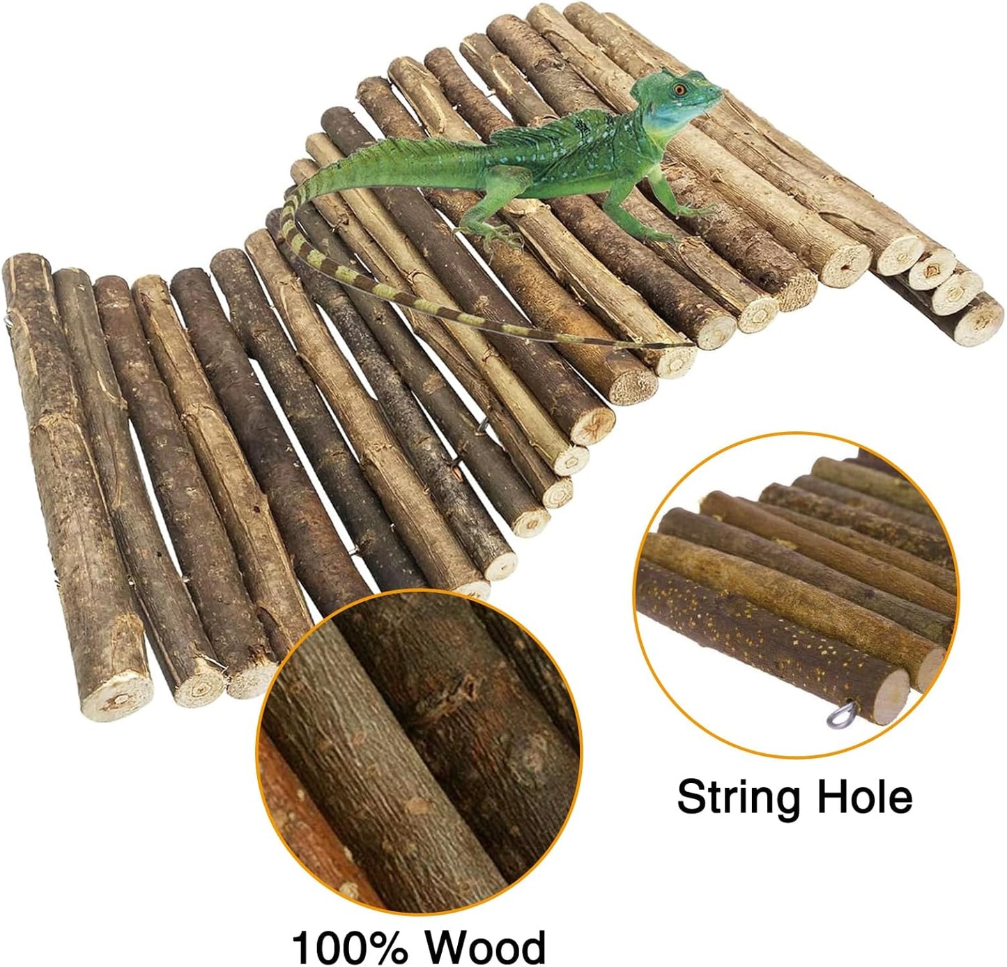 Hamiledyi Extra Large Wooden Reptile Hideout Bearded Dragon Bendy Bridge Climbing Ladder Hiding Hut Reptiles Hide Cave Habitat Decor for Lizards Gecko Spiders Snakes Tortoise(XL:20" x 11.8") - Pet Explorer