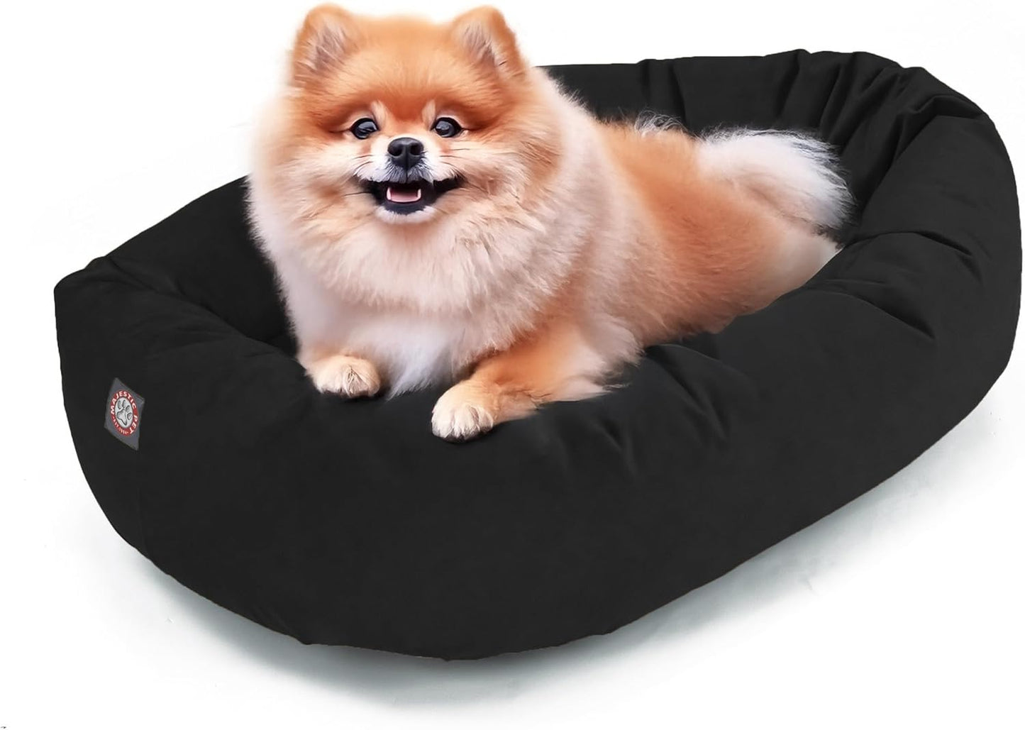 Majestic Pet 24 Inch Suede Shredded Memory Foam Mix Calming Small Dog Bed Washable 24 x 19 x 7 (Inch) - Cozy Soft Round Donut Dog Bed with Spine for Head Support - Pet Bed Black - Pet Explorer