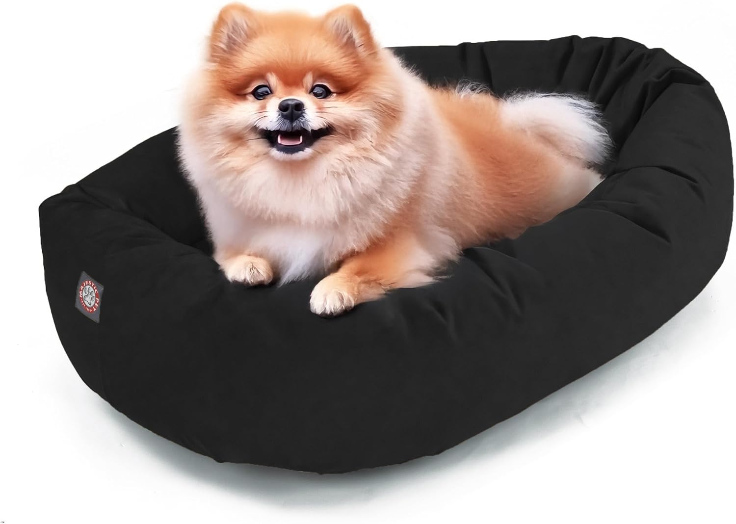 Majestic Pet 24 Inch Suede Shredded Memory Foam Mix Calming Small Dog Bed Washable 24 x 19 x 7 (Inch) - Cozy Soft Round Donut Dog Bed with Spine for Head Support - Pet Bed Black - Pet Explorer