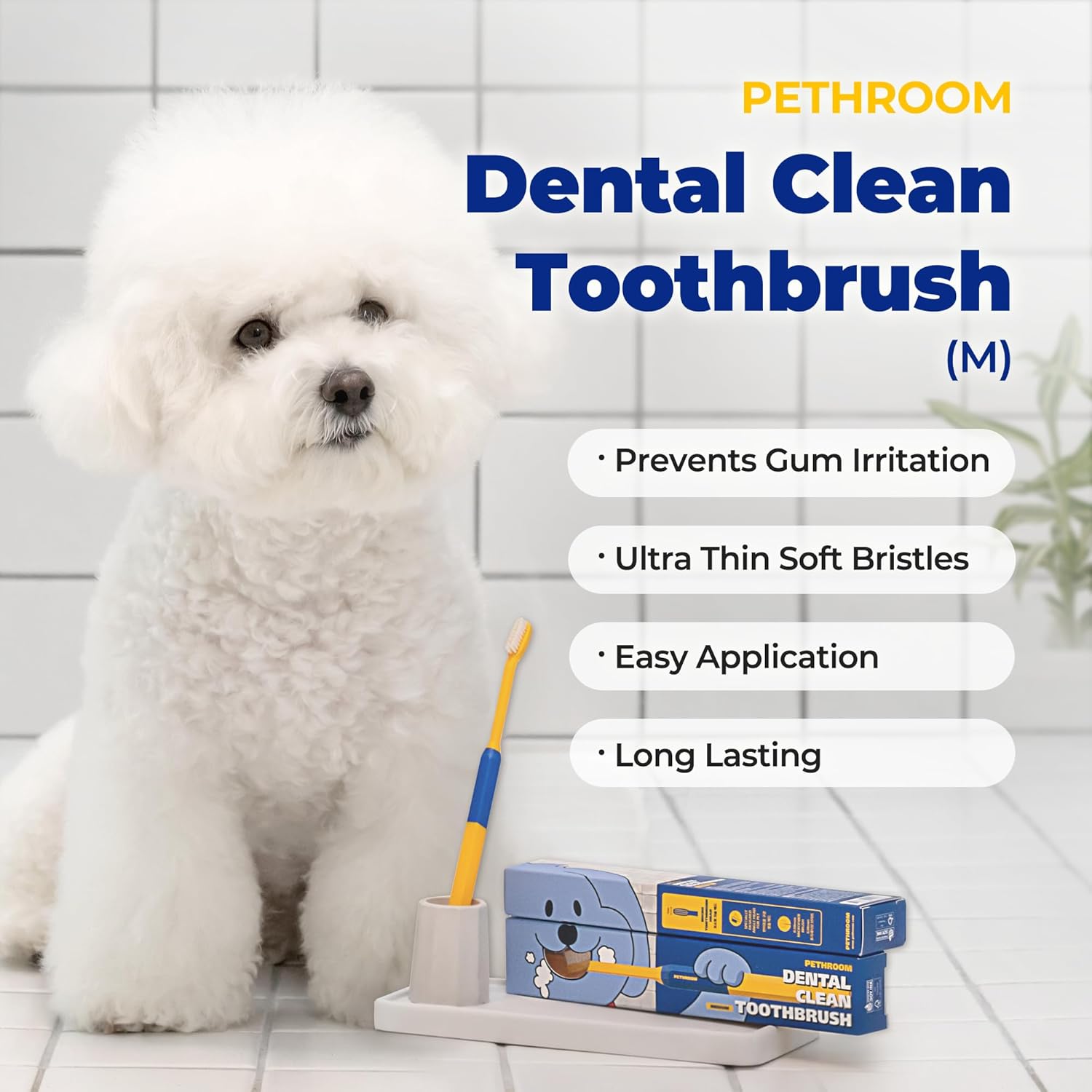 PETHROOM] Pet Toothbrush | Dogs and Cats Teeth Brushing Cleaning Tooth Care | Soft Bristle Cleaning Toothbrush for Dog Puppy Cat, Removing Old Plaque and Tartar (Medium) - Pet Explorer
