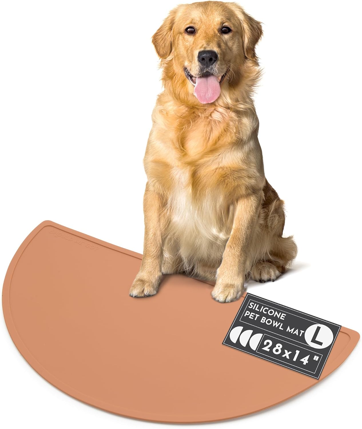 Waterproof Silicone Pet Food Mat - Non-Slip Spill-Proof Feeding Mats for Floors, Raised Edge Design Easy-to-Clean Rubber Mat for Dog & Cat Bowls, 28" Across x 14" Deep, Large-Terracotta - Pet Explorer