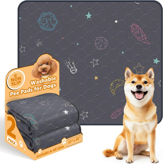 LOOBANI Pee Pads for Dogs Washable: Reusable Puppy Whelping Pads Waterproof 31" x 36", 2 Pack Absorbent and Non-Slip Dog Training Pee Pads for Crate, Playpen, Floor, Grey - Pet Explorer