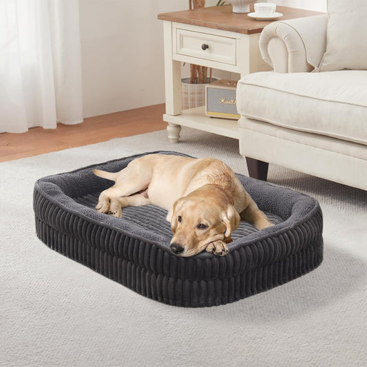 Orthopedic Dog Bed for Medium, Large Dogs Breeds, High Density Egg Crate Foam Dog Sofa Beds with Four Sided Bolster,Oval Kennel Bed, Pet Couch Bed,Removable Washable Cover& Non-Slip Bottom - Pet Explorer