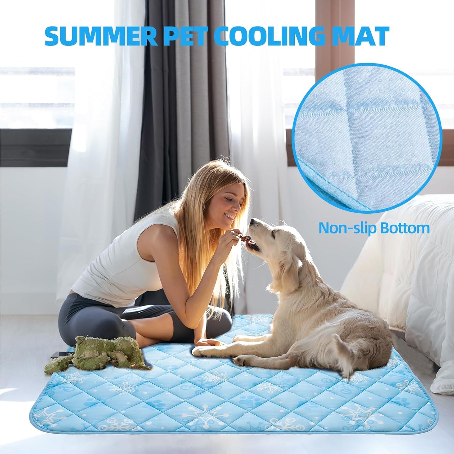 Homimp Dog Cooling Mat,27.5" x 38.5" Thicken Self-Cooling Mat for Dog Large,Internal Waterproof& Endothermic,Washable Pet Ice Cool Pad Blanket,Pet Sleeping Pad for Indoor Outdoor in Summer, Non-Toxic - Pet Explorer