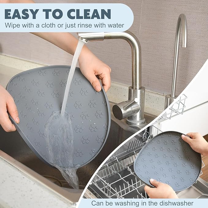 SUNLAND Silicone Dog Food Mat, Pet Feeding Mat for Food and Water, Waterproof Non-Slip Cat Feeding Bowl Mat with Raised Edge, Prevents Residue from Spilling onto The Floor, Pet Accessories
