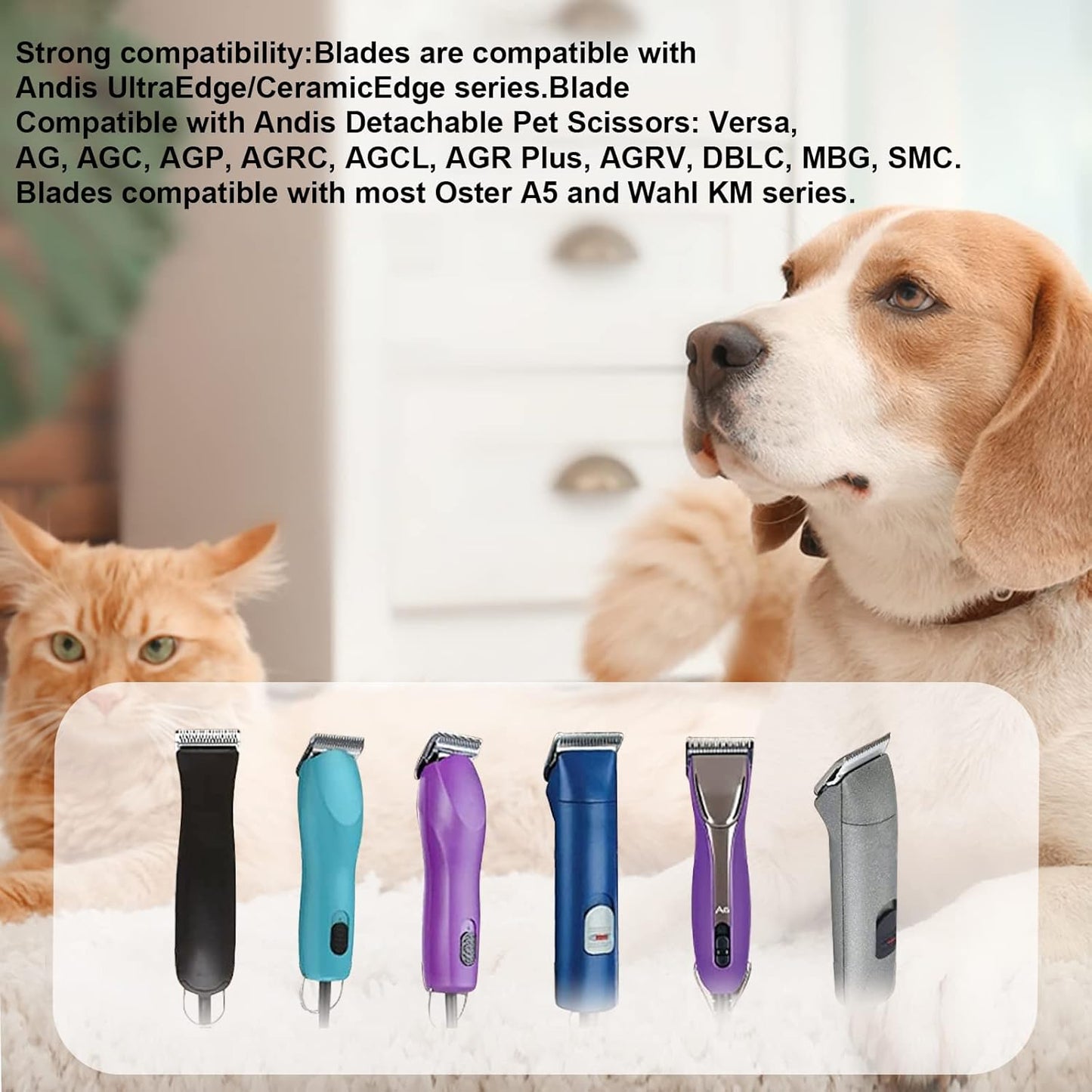 7FC Blades Dog Grooming Clipper Compatible with Andis Pet/Oster A5/Wahl KM Series, Ceramic & Stainless Steel Blade - Pet Explorer