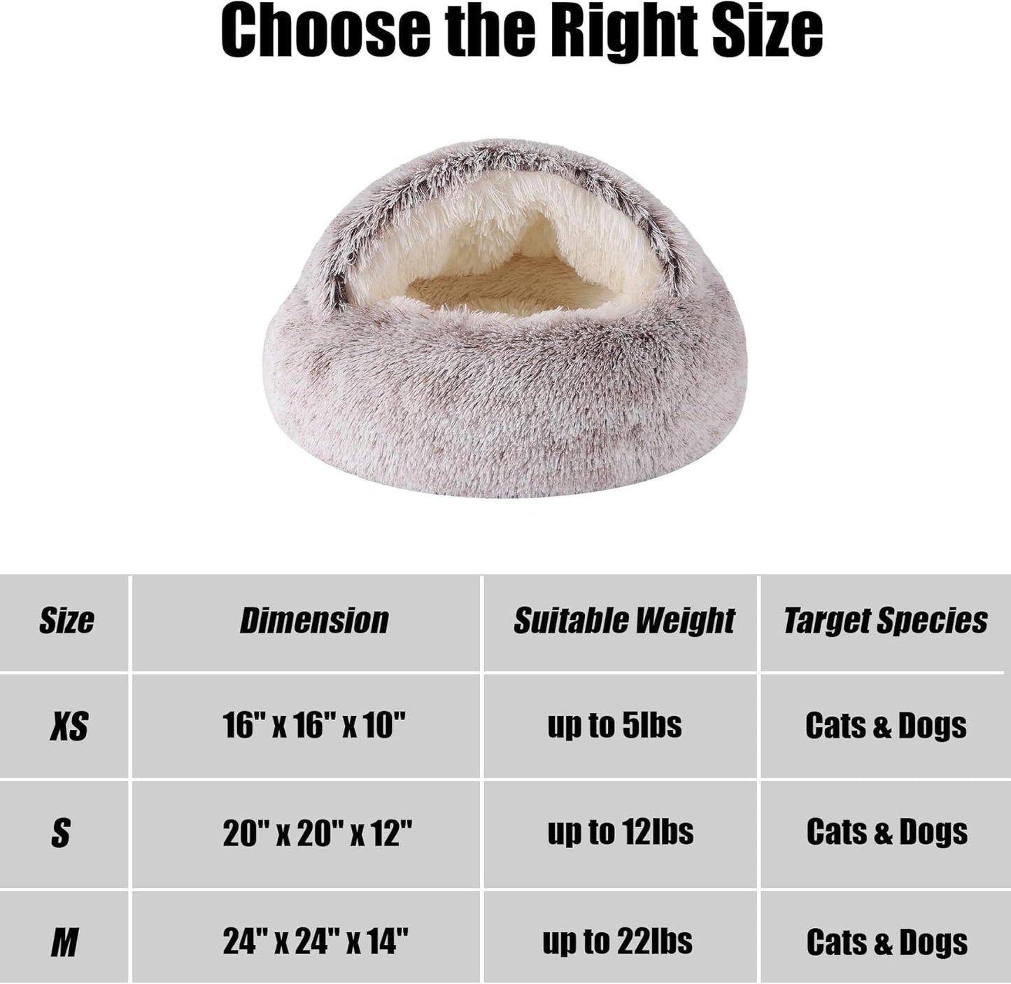 HYQ Small Dog Bed, Cat Beds for Indoor Cats Washable, Cozy Cat Cave Bed, Non-Slip Cat Beds, Calming Dog Bed with Hooded Cover, Dog Bed with Cover for Small Medium Pets (Coffee, 20×20 Inch) - Pet Explorer
