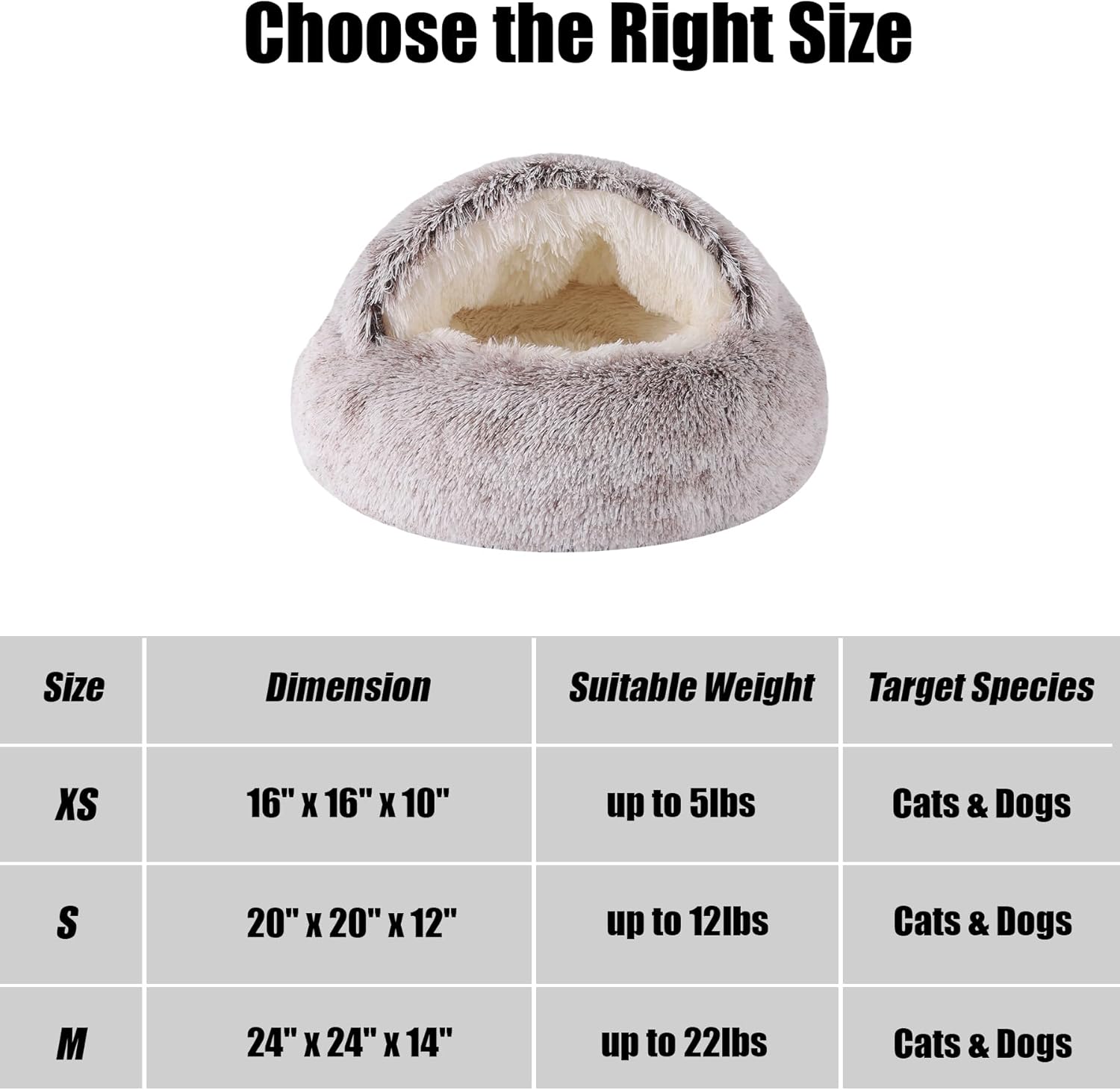 HYQ Small Dog Bed, Cat Beds for Indoor Cats Washable, Cozy Cat Cave Bed, Non-Slip Cat Beds, Calming Dog Bed with Hooded Cover, Dog Bed with Cover for Small Medium Pets (Coffee, 20×20 Inch) - Pet Explorer