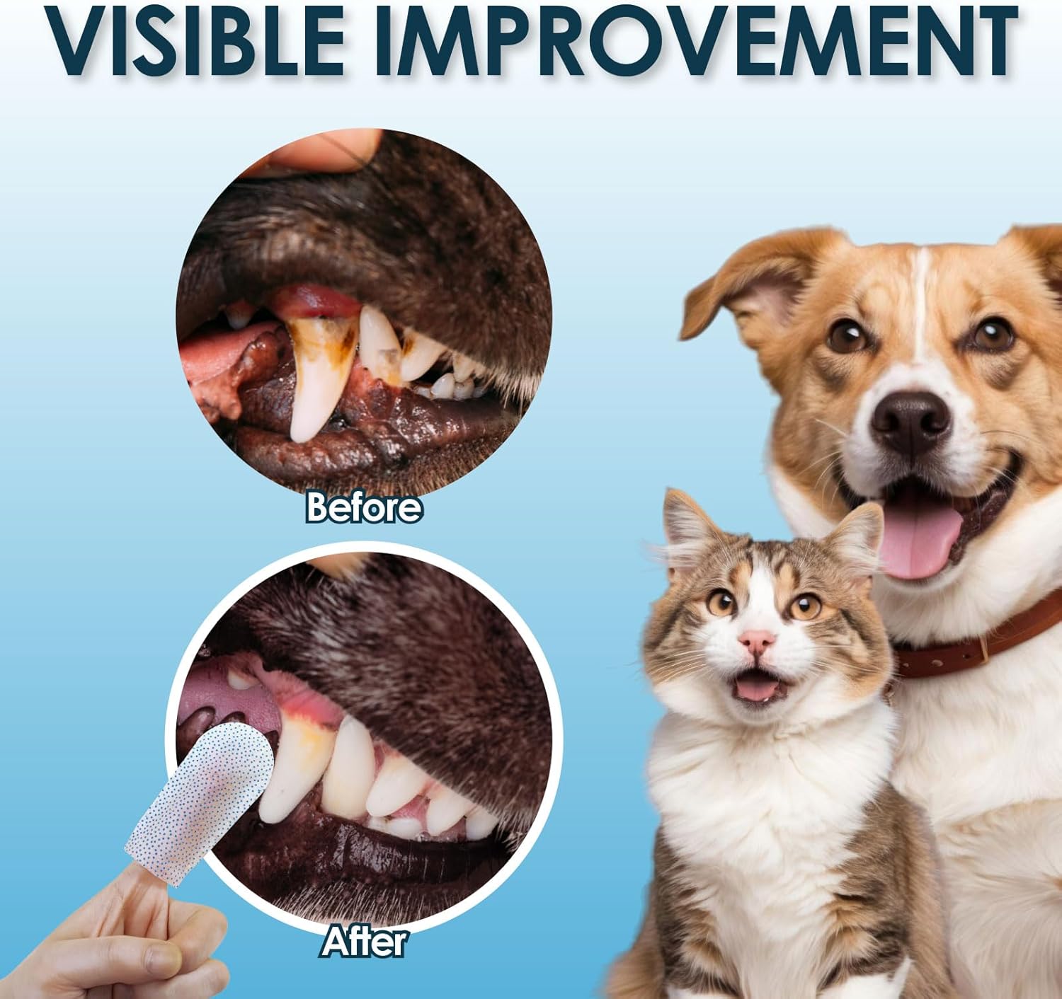 Mooncat Dental Finger Wipes for Dogs & Cats - Easy Teeth Cleaning to Remove Plaque, Tartar & Freshen Bad Breath - Gentle Tooth Wipes for Puppy & Kitten Care - 40 Counts - Pet Explorer