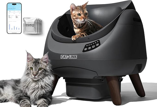 CATLINK Self Cleaning Cat Litter Box, Open Top Automatic Litter Box, Safe Anti-Pinch, AI Waste Analysis Health Monitor for Multi-Cat Recognition, 5G WiFi App Control, Odor Free, Open-X