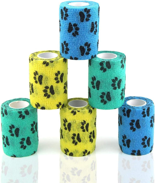 AUPCON Vet Wrap Cohesive Bandages Bulk Self Adhesive Bandage Wrap Self Adherent Wrap Non-Woven for Dogs Pet Animals & Ankle Sprains & Swelling 2 Inch x 5 Yards (3 Inch Claw) - Pet Explorer