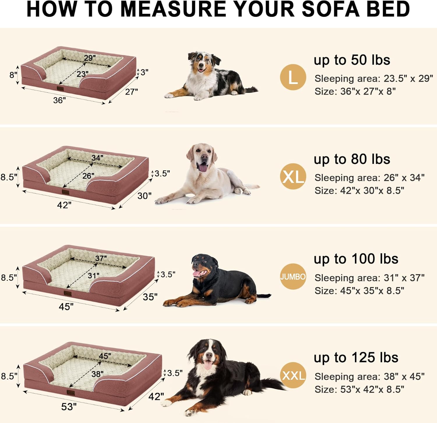 Orthopedic Dog Beds, Waterproof Memory Foam Large Sized Dog Bed with Sides, Non-Slip Bottom and Egg-Crate Foam Big Dogs Beds with Removable Washable Cover(Large,Pink) - Pet Explorer