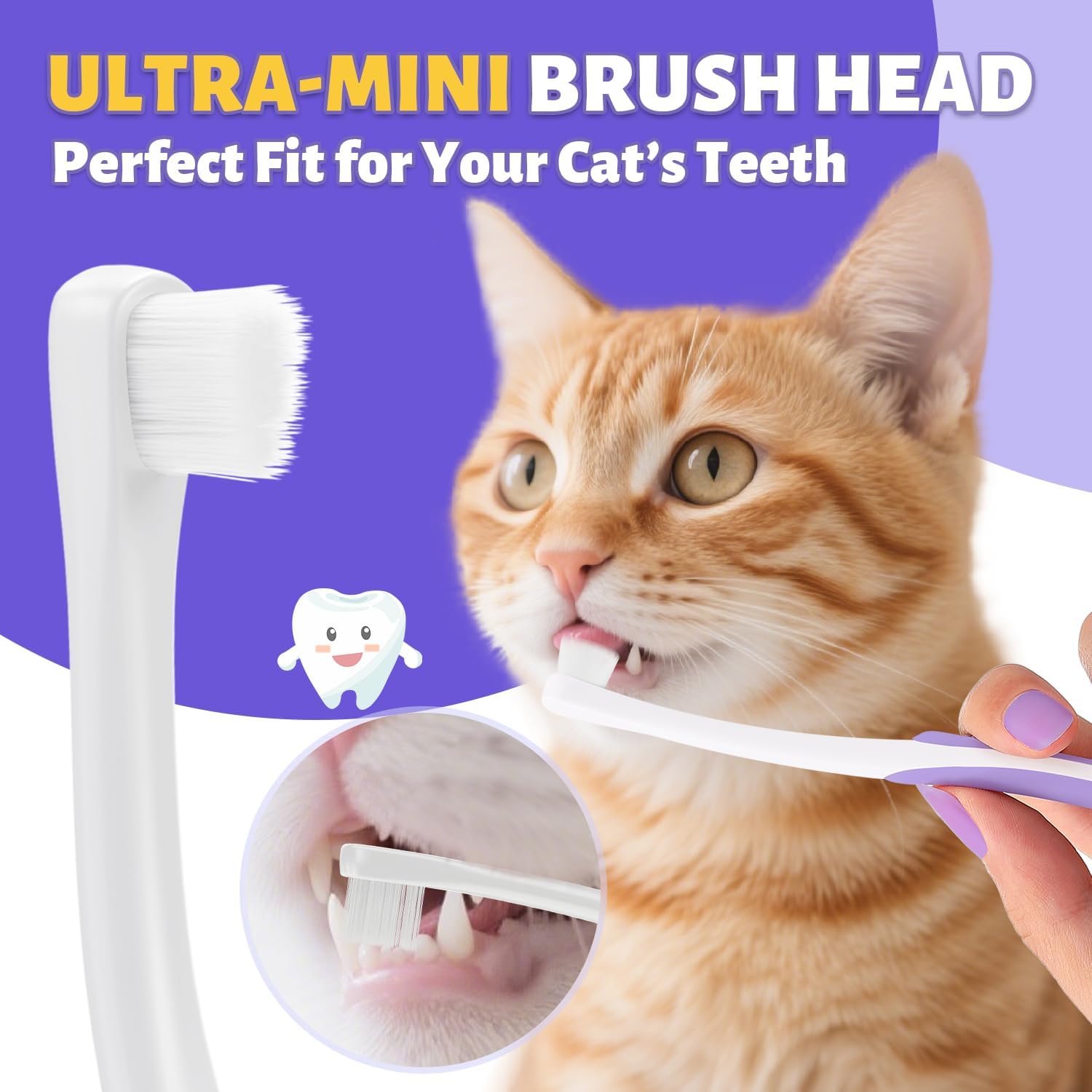 Cat Toothbrush for Kitten Teeth Cleaning – Soft Bristle Cat Dental Brush Set with Compact Head – Gentle Oral Care Tool for Daily Brushing Routine, Loved by Vets and Fur Babies - Pet Explorer
