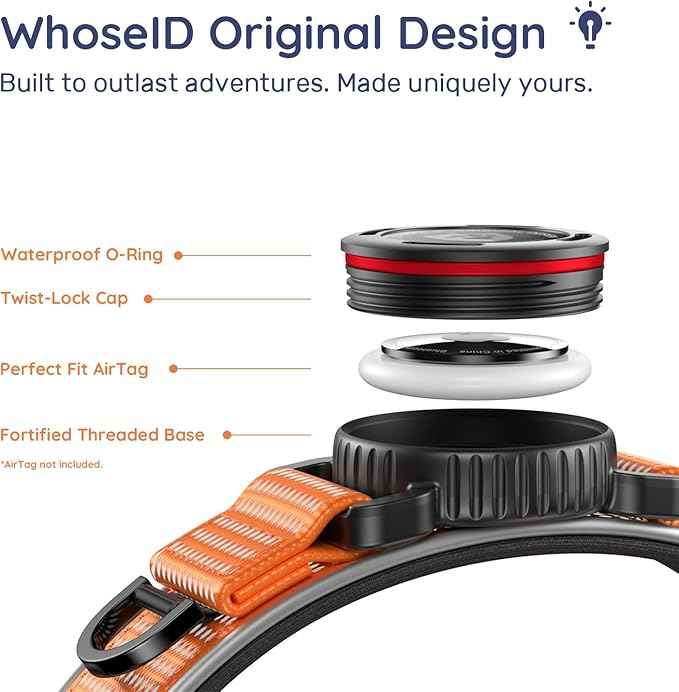 WhoseID Premium Dog Collar for Large Dogs - IPX8 Waterproof AirTag Dog Collar | Magnetic Buckle Heavy Duty Collar | 450LB Escape-Proof | Reflective Dog Collar with AirTag Holder