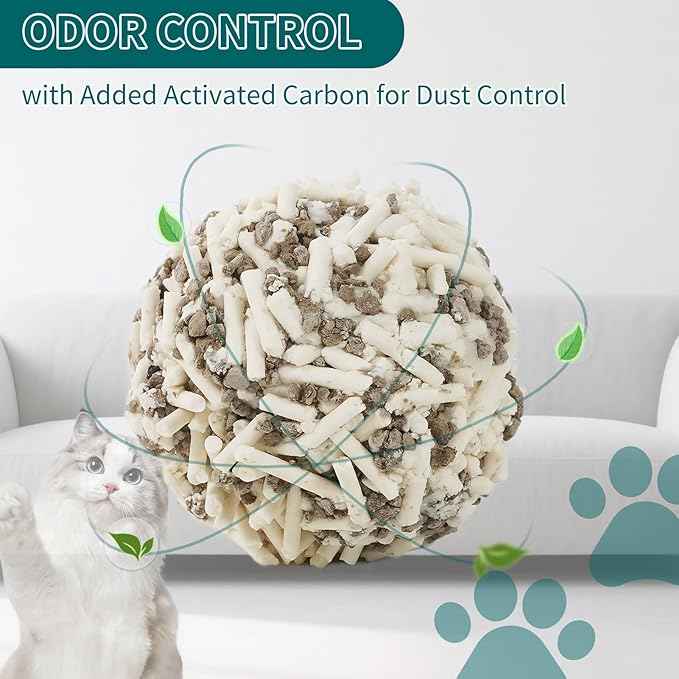 Plant-Based Cat Litter, Odor Control Quick Clumping Tofu Cat Litter, 6 lbs, Low Tracking Dust Control Lightweight Flushable Unscented Natural Kitty Litter