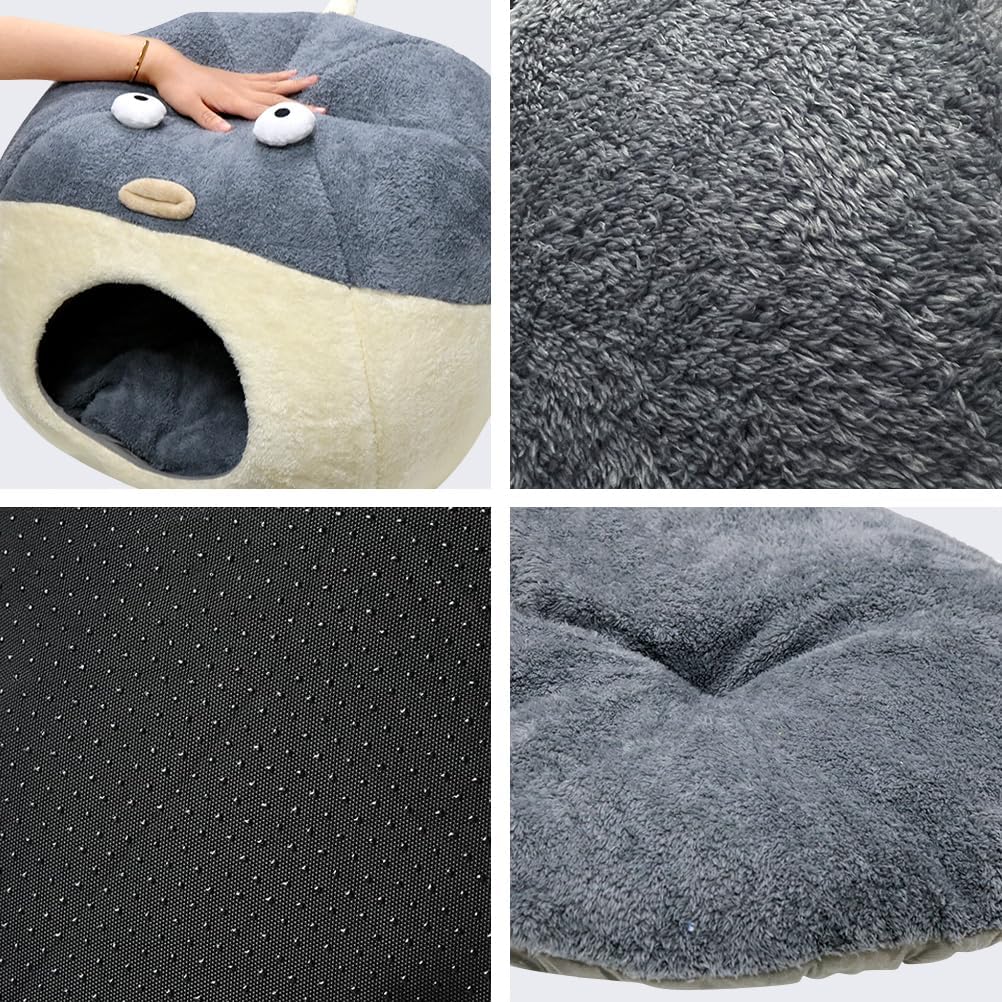 Cat Beds for Indoor Cats - Cute Animal-Shaped Cat Cave Bed for Larger Cat&2 Cats,Super Soft Calming Cat Tent for Kitten&Puppy,Small Dog,Warm Plush&Machine Washable&Removable Cotton Pad (Gray XL) - Pet Explorer