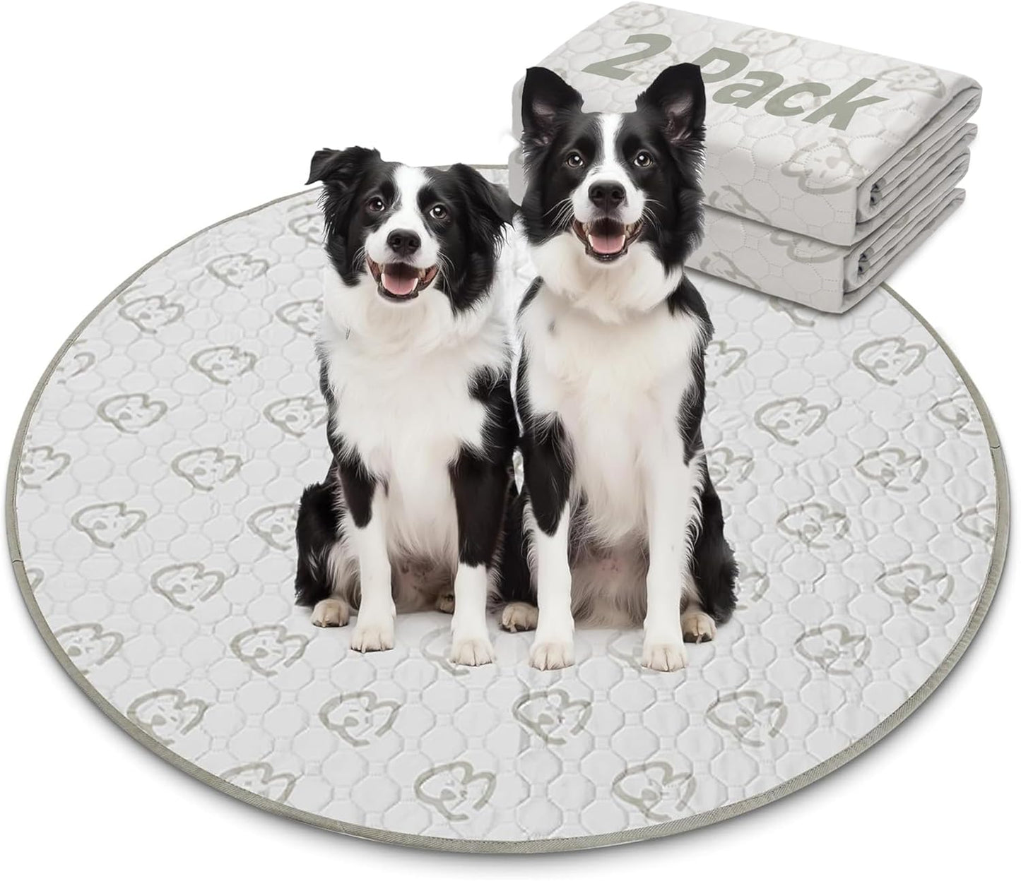 FXW Washable Pee Pads for Dogs, Puppy Pads with Super Absorbent, Specifically Designed for Whelping Box, 47" Round, Khaki, 2 Packs - Pet Explorer