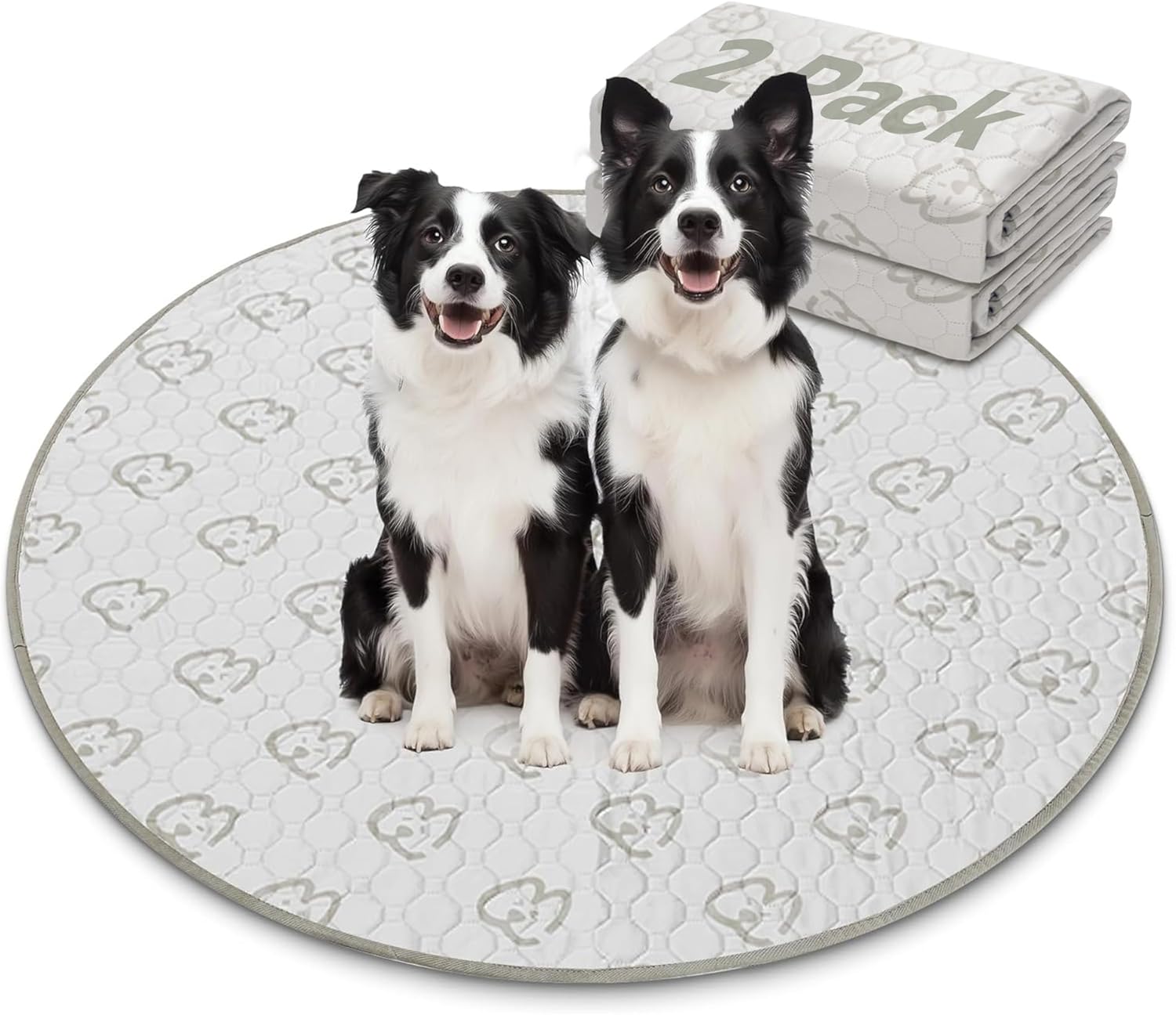 FXW Washable Pee Pads for Dogs, Puppy Pads with Super Absorbent, Specifically Designed for Whelping Box, 47" Round, Khaki, 2 Packs - Pet Explorer