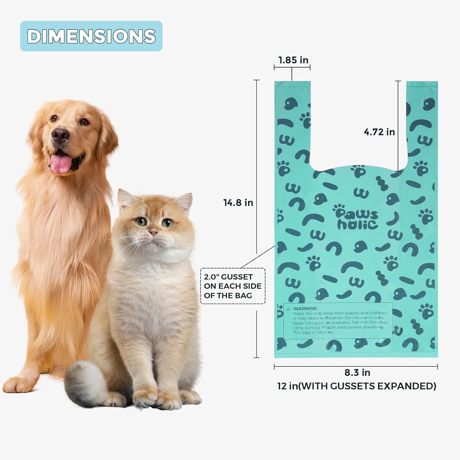 Poop Bags for Dog and Cat - Biodegradable 100% Leak-Proof Pet Waste Bags with Handle, 180 Count, Cornstarch Based Extra Thick, for Dog Poop and Cat Litter Disposal (Unscented) - Pet Explorer