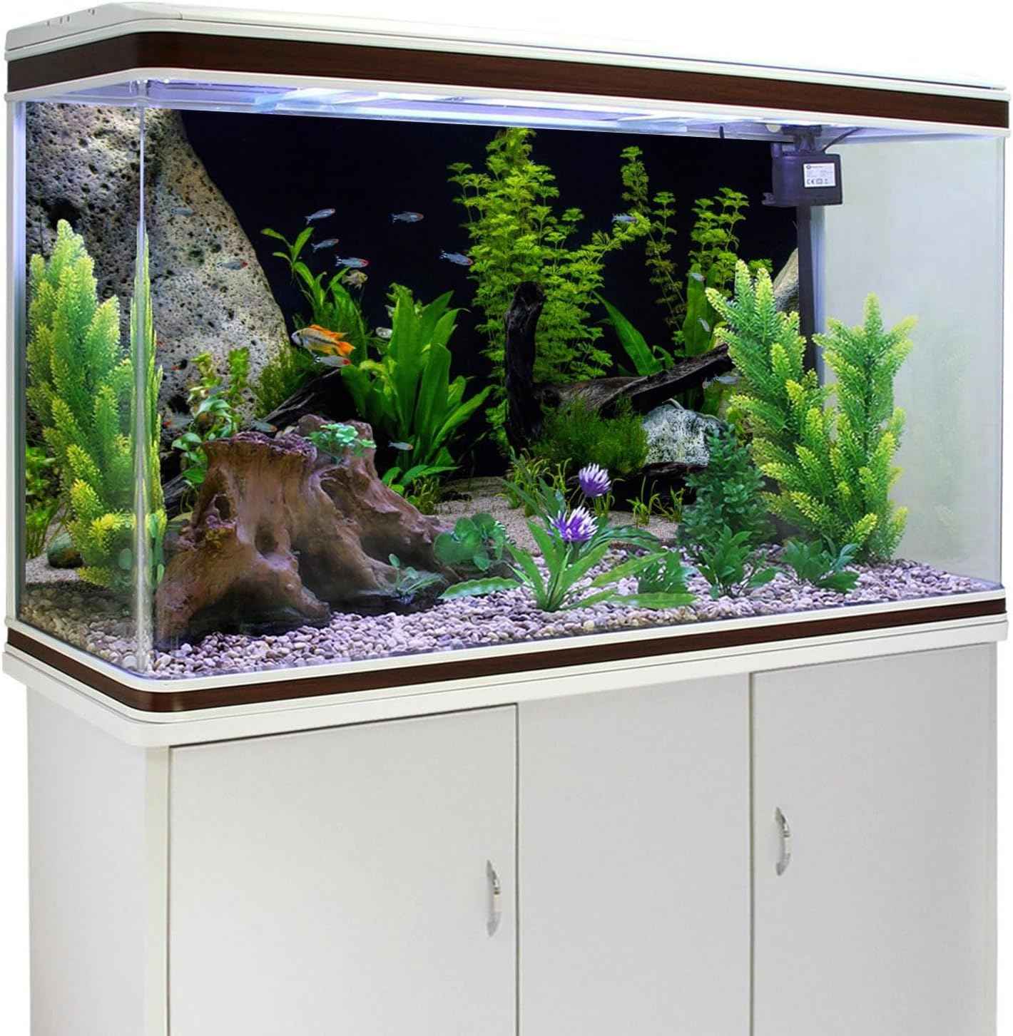 AWERT Vinyl Underwater Aquatic Plant Fish Tank Background Stone River Bed & Lake Aquarium Background 60x24 inches