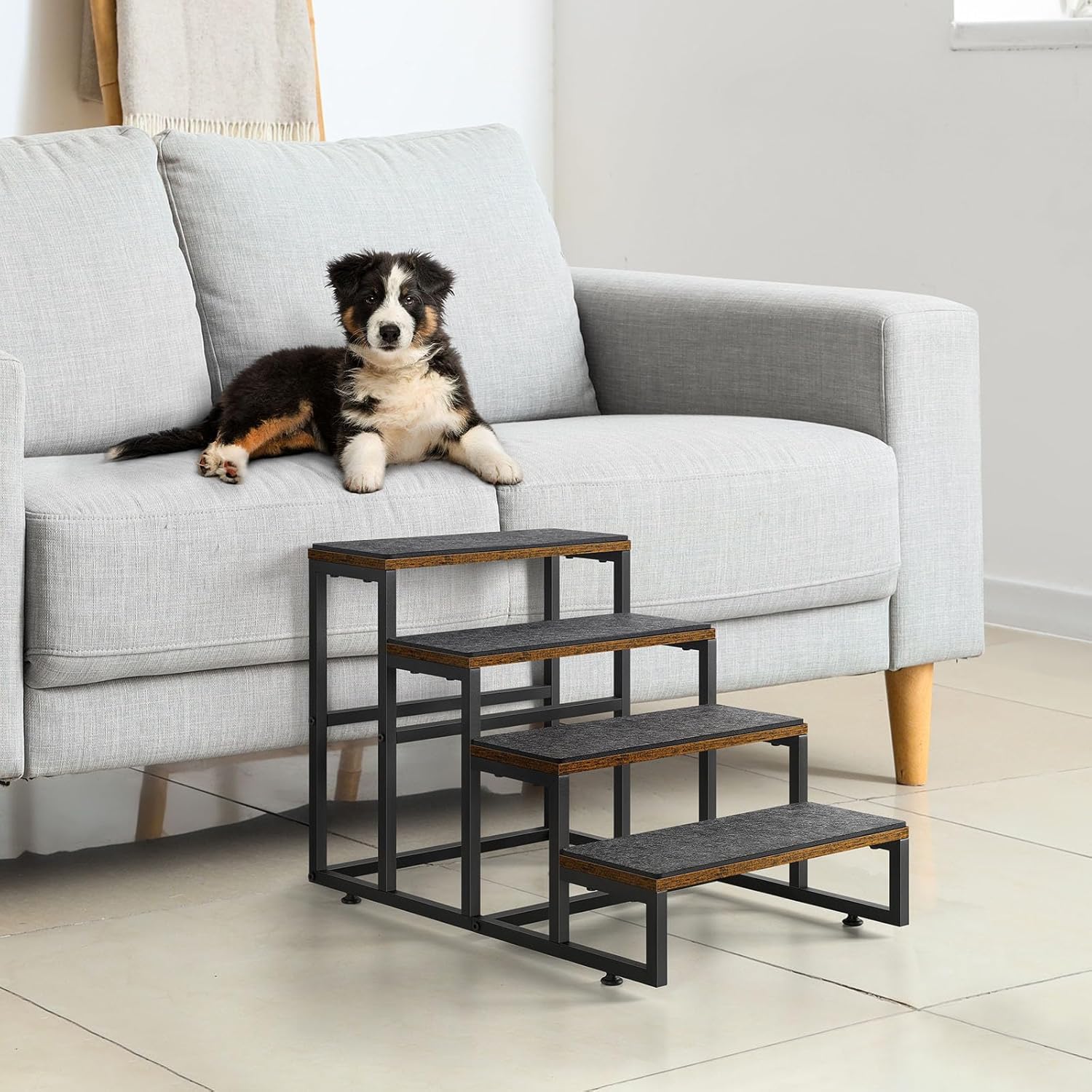 Dog Stairs for High Beds 4 Steps Dog Stairs for Small Medium Dogs Pet Stairs/Steps for Puppy, Cats, and Dogs, Easy to Walk on Dog Step for Beds and Cars - Pet Explorer