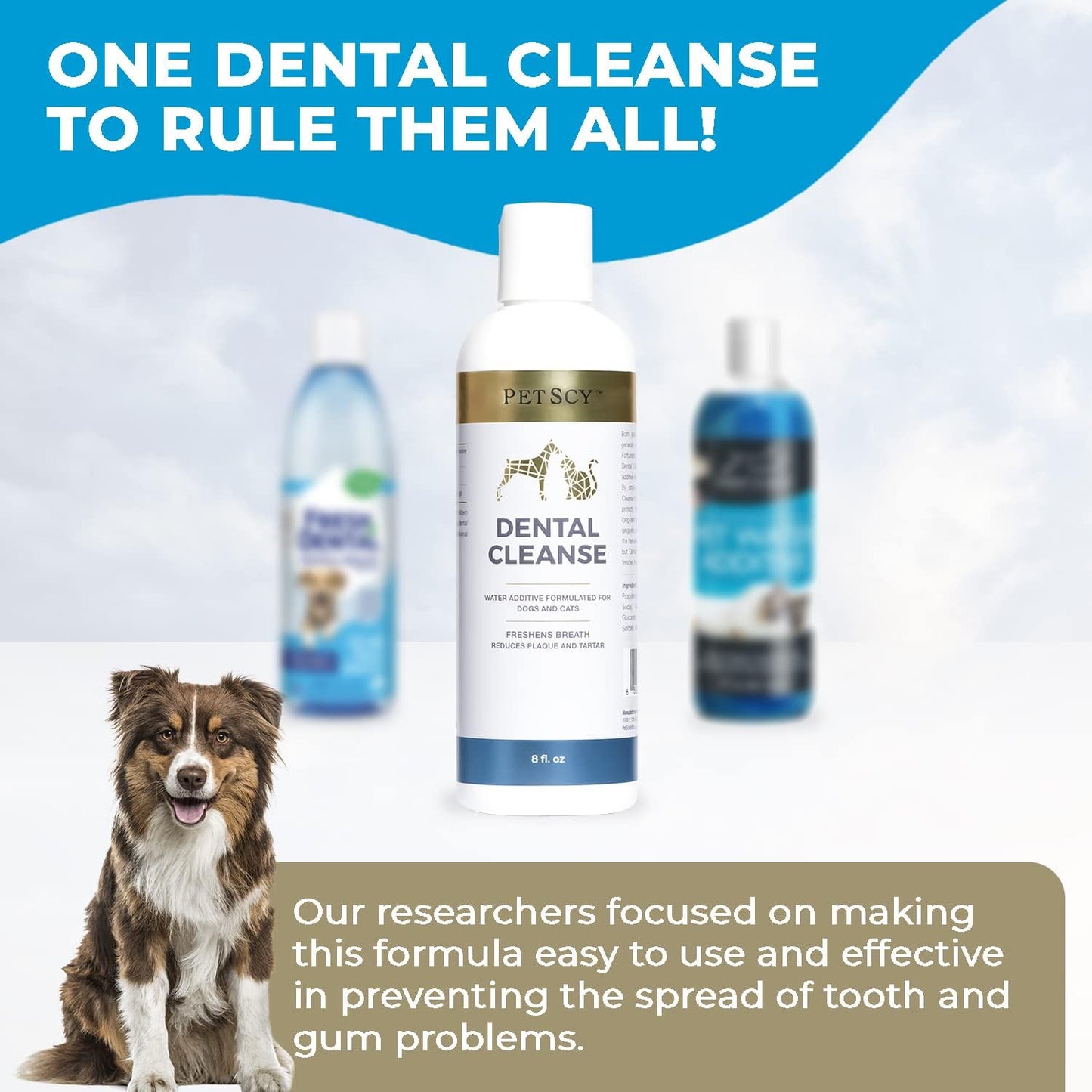 Petscy - Dental Cleanse, All-Natural Cat & Dog Tartar Remover for Teeth, Cat & Dog Water Additive for Dental Care, Suitable for All Ages, Breeds & Sizes, 8 Oz - Pet Explorer