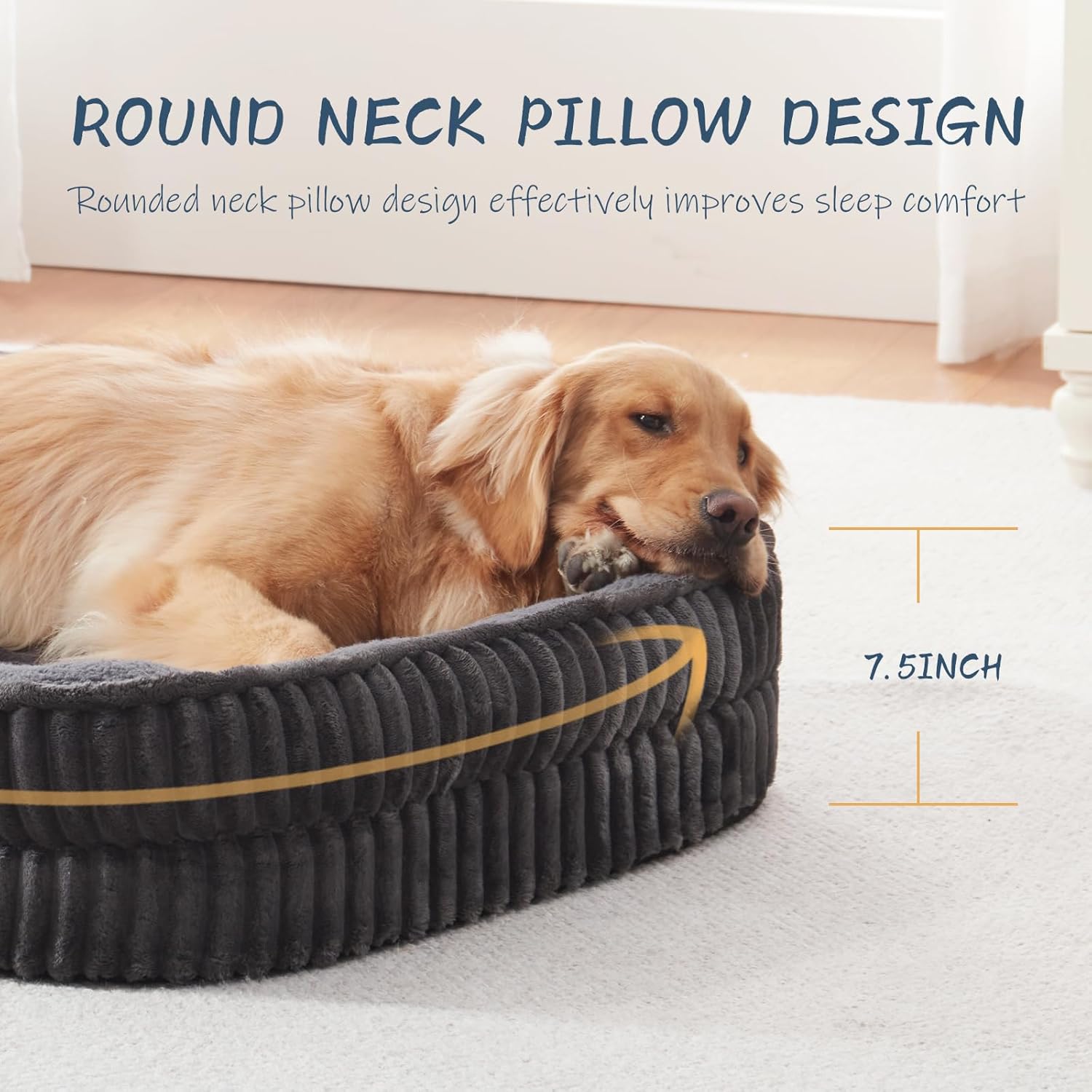 Orthopedic Dog Bed for Medium Dogs Breeds, High Density Egg Crate Foam Dog Sofa Beds,Oval Kennel Bed, Pet Couch Bed with Four Sided Bolster, Removable Washable Cover& Non-Slip Bottom - Pet Explorer