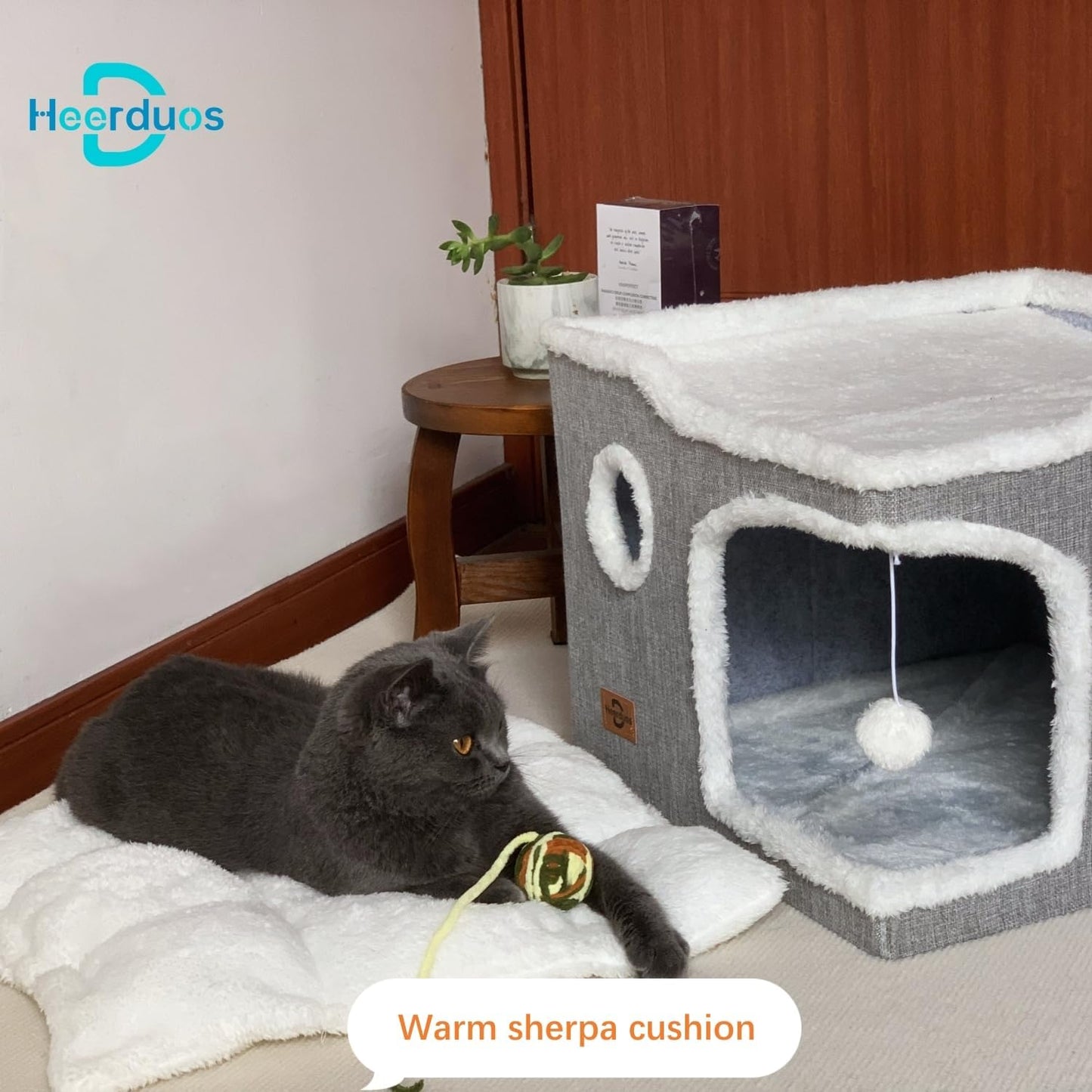 Cat Bed for Indoor Cats,Covered Cat Cave House & Furniture with Scratch Pad,Foldable Cat Hideaway Hut Cute Cat Condo with Soft Washable Mat for Multi Small Pet Under 30 lbs,Green - Pet Explorer
