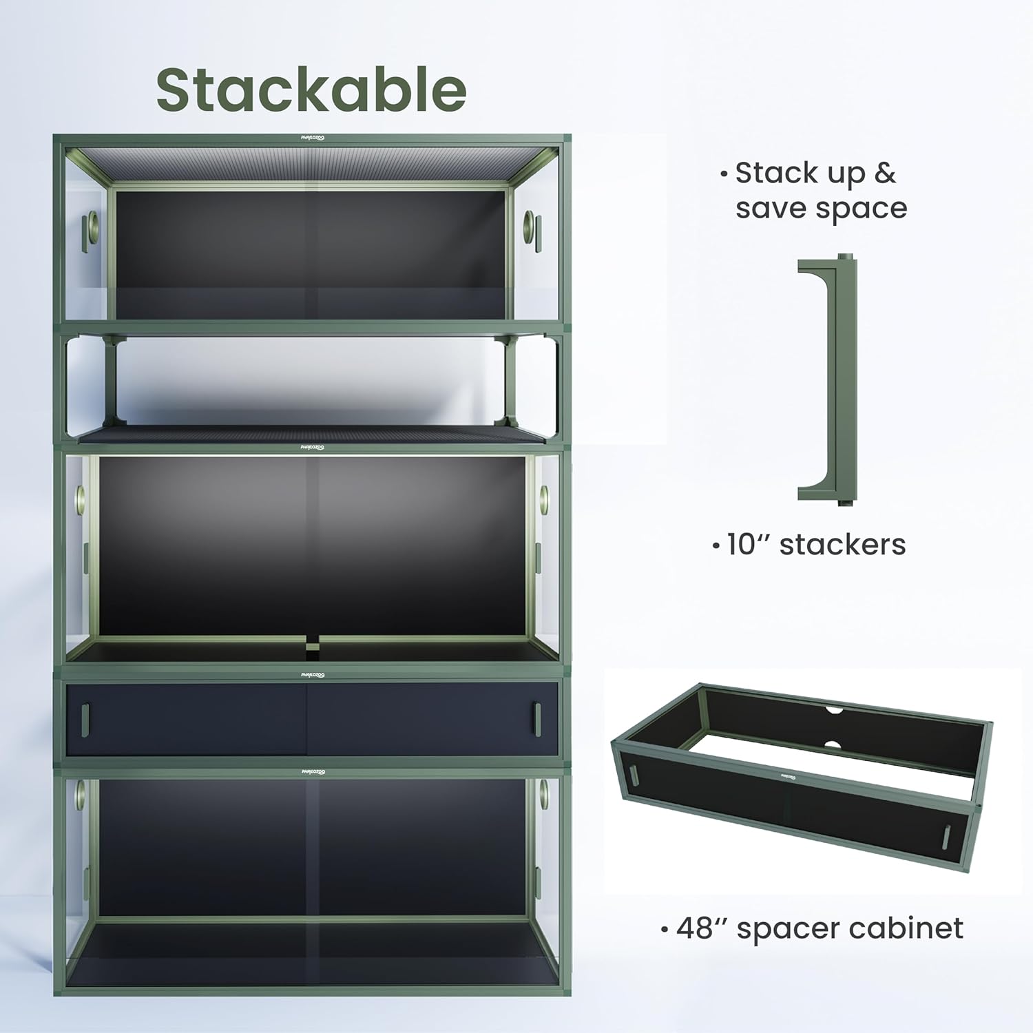 120 Gallon Bearded Dragon Tank,48" x 24" x 24" Reptile Tank with Sliding Door Top Screen Ventilation, Front Opening Reptile Enclosure for Easy Maintenance - Pet Explorer