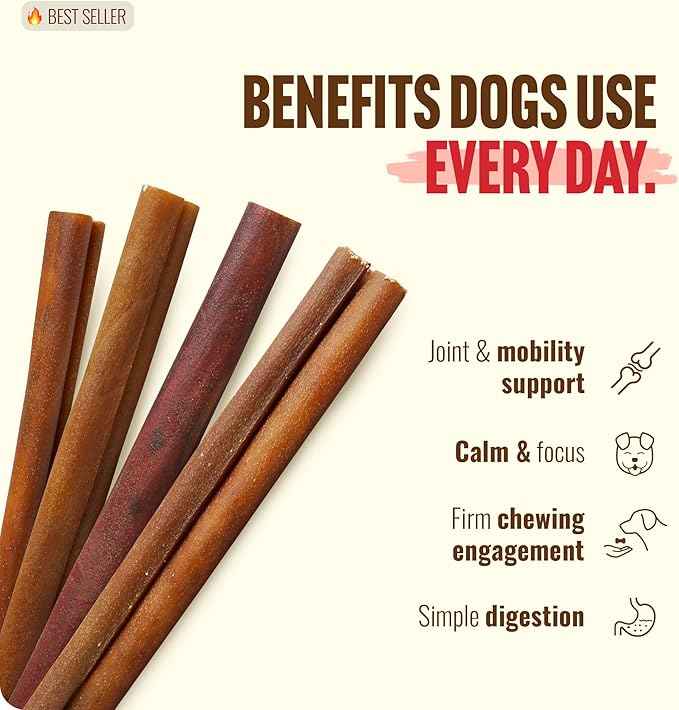 Natural Farm Collagen Sticks for Dogs (6 Inch, 25 Pack), Odor-Free Long Lasting Chews & Rawhide Alternative - 95% Collagen, Low Fat, High Protein - Best Dental Dog Treats - Medium & Large Dogs