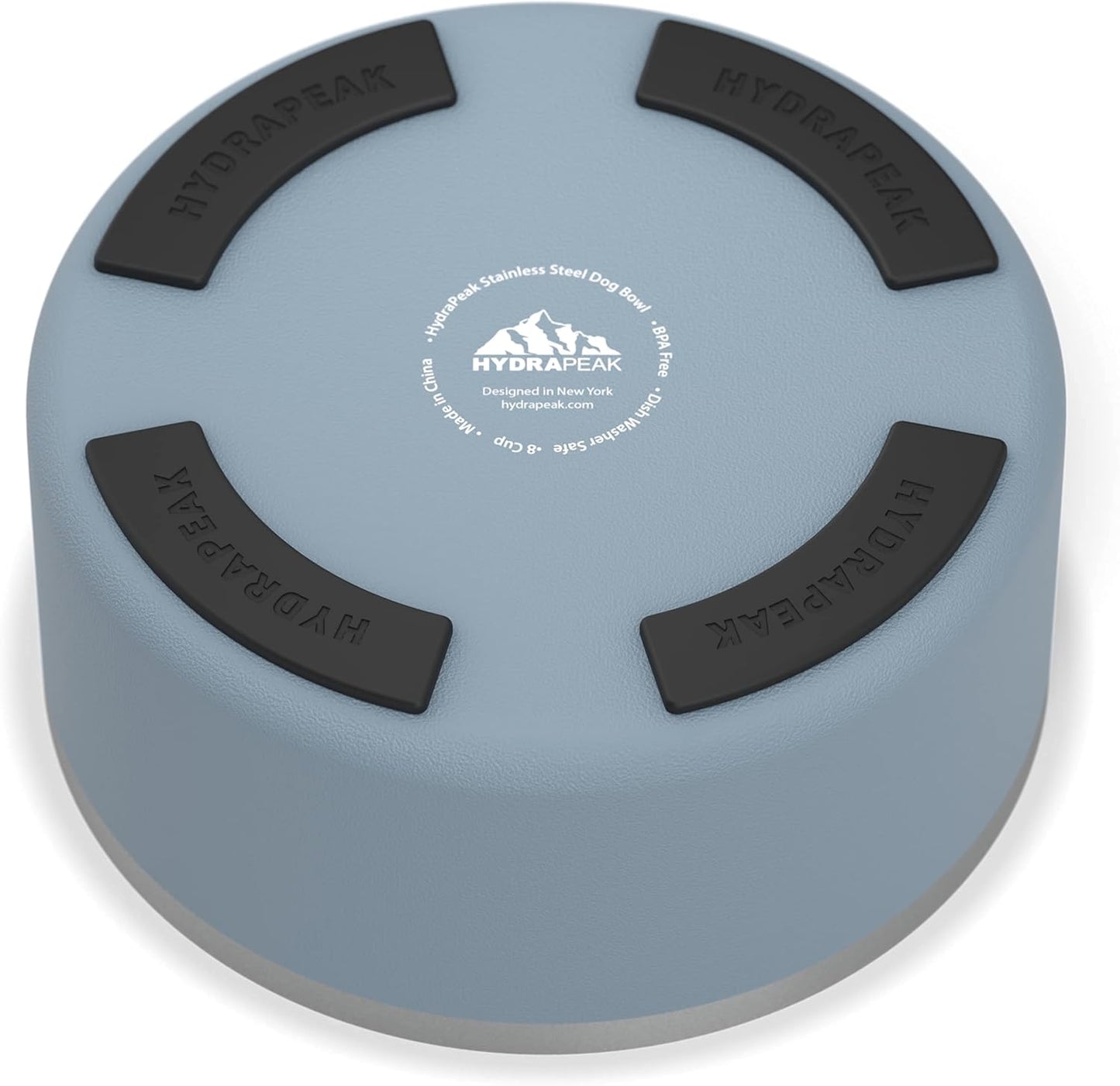 Hydrapeak Dog Bowl; Non Slip Stainless Steel; Water and Food Dish; Large Sized and Small Dogs; 32oz 64oz; Multiple Sizes | 8 Cup | Storm - Pet Explorer