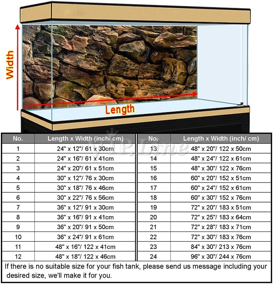 Rock Wall Aquarium Background Poster PVC Fish Tank Decor Landscape 24 36 48 72 (72" x 30"/ 183 x 76cm) - Pet Explorer