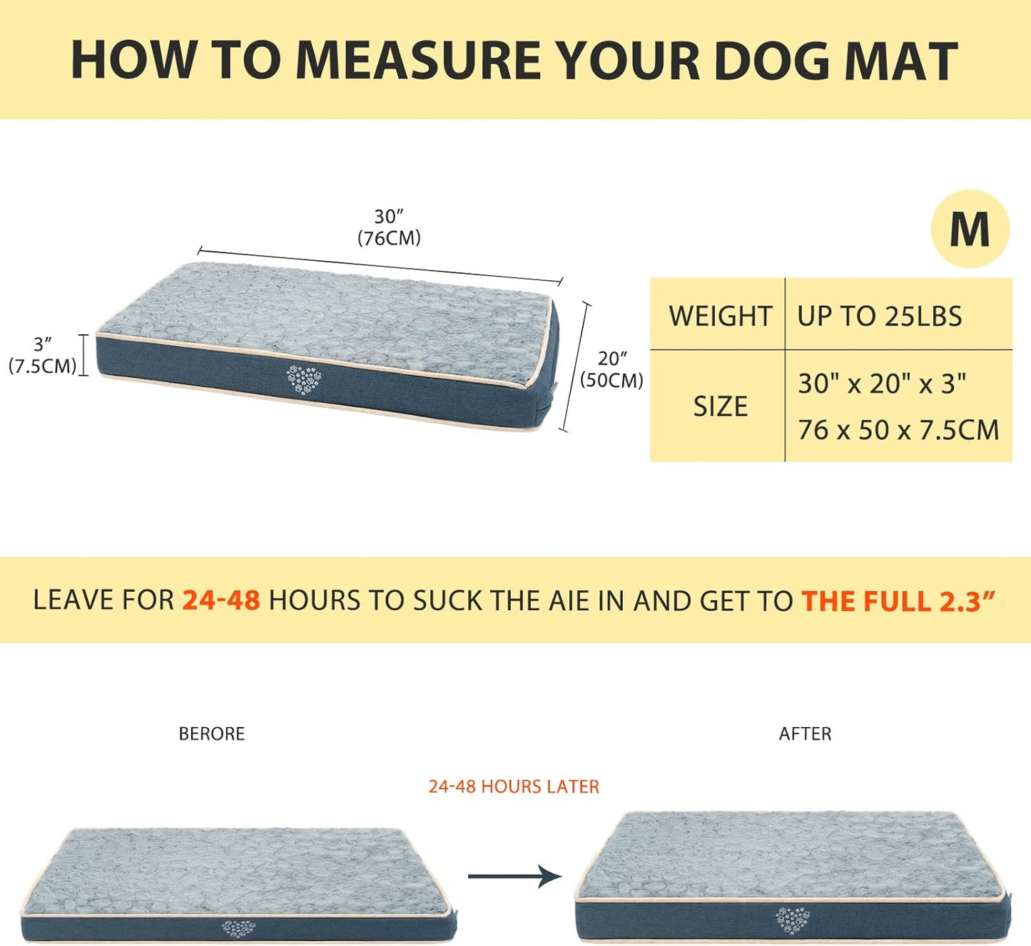 VANKEAN Waterproof Dog Pad Bed Mat Reversible (Warm&Cool), Removable Washable Cover & Waterproof Inner Lining, Pet Mattress for Cats and Dogs, Joint Relief Crate Bed, Navy - Pet Explorer