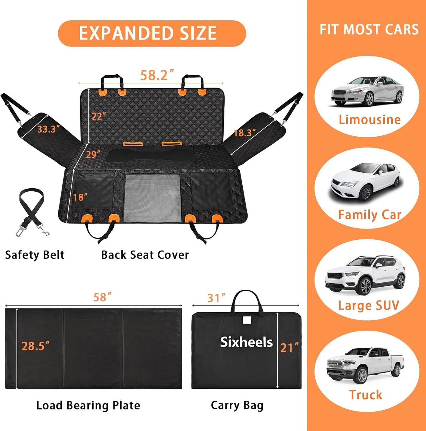 Dog Back Seat Cover Hard Bottom Truck Back Seats Protector, Large Backseat Extender for Dogs, Car Pet Rear Seat Covers Waterproof Dog Hammock Travel Accessories for Truck - Pet Explorer