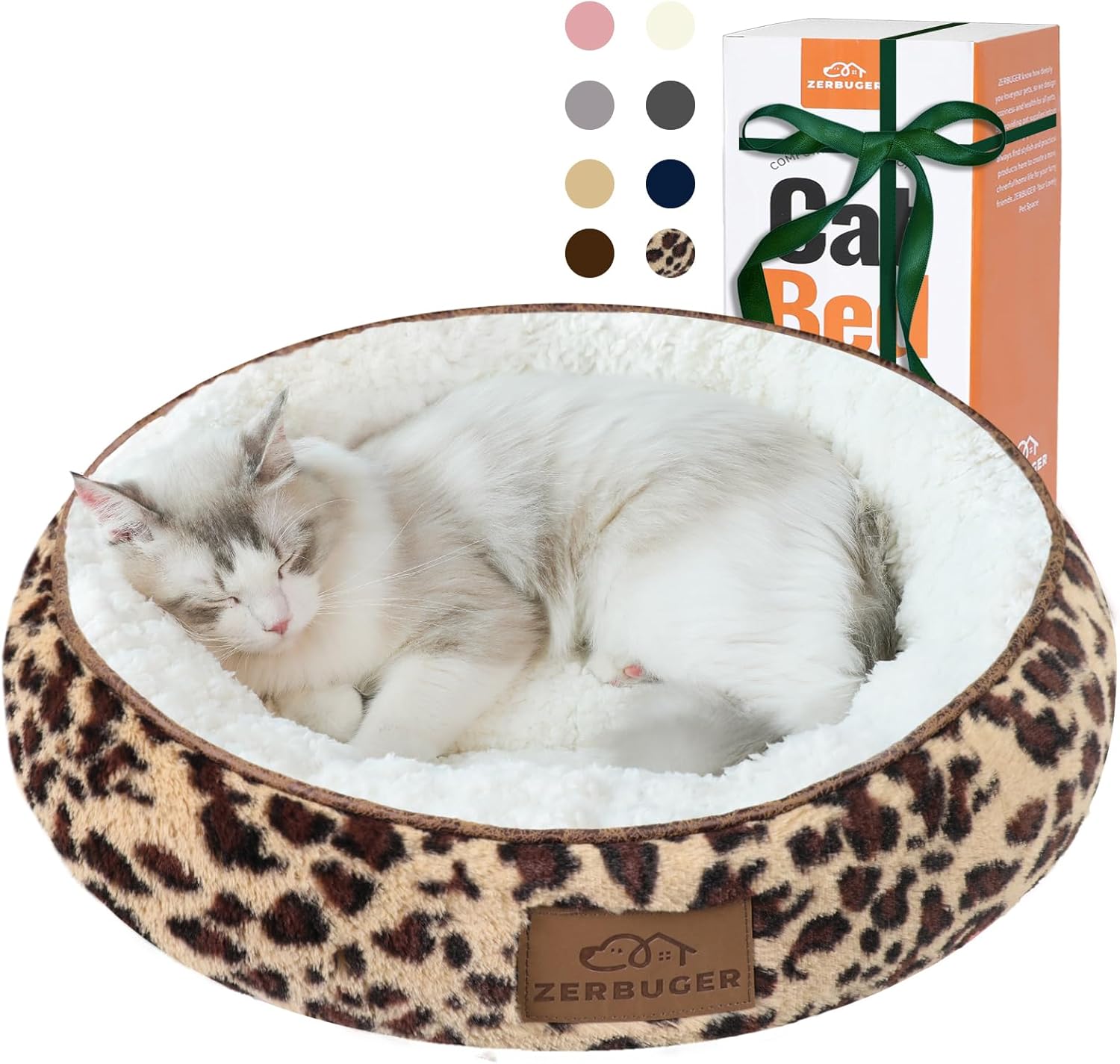 20in Leopard Round Cat Dog Bed Gift for Large Medium Small Dogs Cats, Machine Washable Sleeping Sofa, Non-Slip Bottom Breathable Soft Calming Pet Cuddler for Indoor/Outdoor/Car/Cage - Pet Explorer