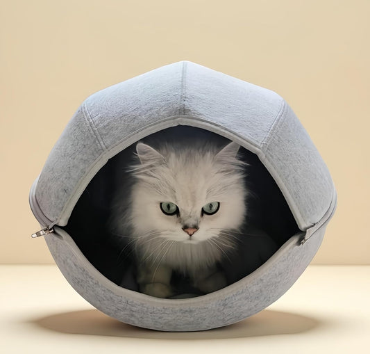 Donut Cat Tunnel Bed Peekaboo Cat Cave for Large Cats Up to 30 Lbs, Kitty Interactive Playing Tent House for Multiple Cats,Detachable,Scratch Resistant (2 in 1 Gray, Medium - 20 Inch Diameter) - Pet Explorer