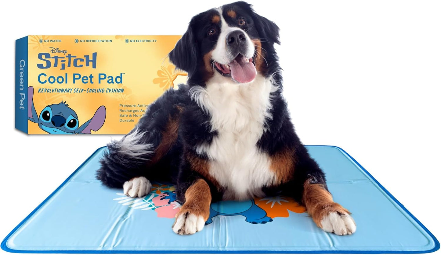 The Green Pet Shop Cool Pet Pad - Extra Large, Disney’s Stitch - Self-Cooling, Pressure Activated Mat for Dogs & Cats from 80+ lbs - Non-Toxic Gel, No Water Needed - Pet Explorer