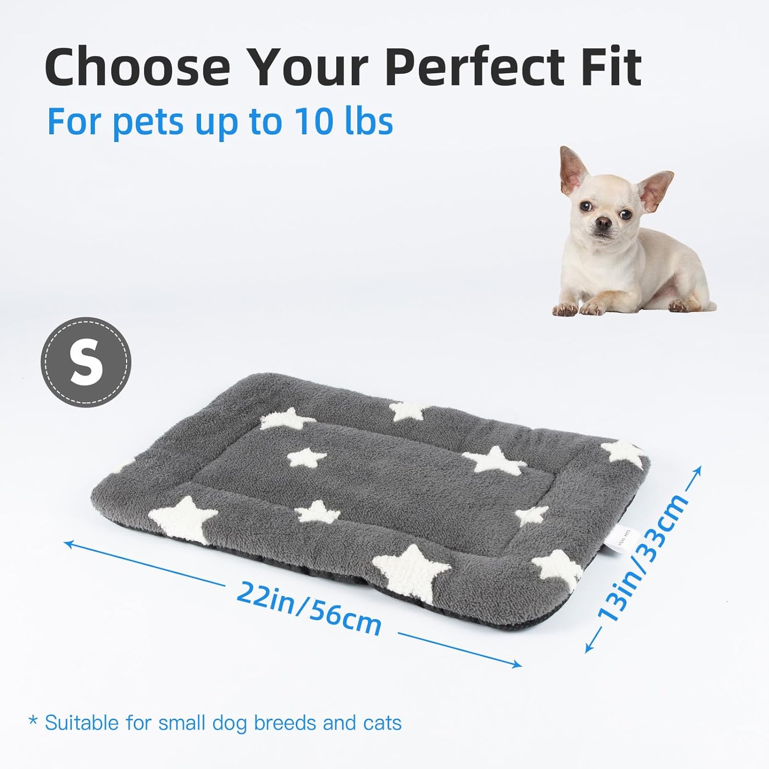 Mora Pets Cat Bed for Indoor Cats Washable Dog Crate Pad Cute Star Dog Bed Mat for Small Dogs Pet Kennel Pad for Cage Soft Flat Puppy Kitten Cushion Sleeping Anti-Slip Grey 22 x 13 - Pet Explorer