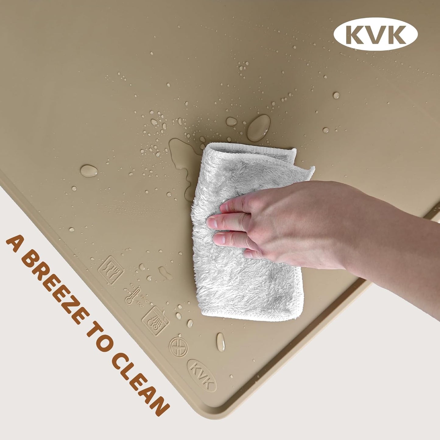 KVK Dog Food Mat, 39.4×29.5in Extra Large Silicone Pet Feeding Mat - Waterproof, Non - Slip, Chew - Resistant for Food & Water, Protect Floors (Brown) - Pet Explorer
